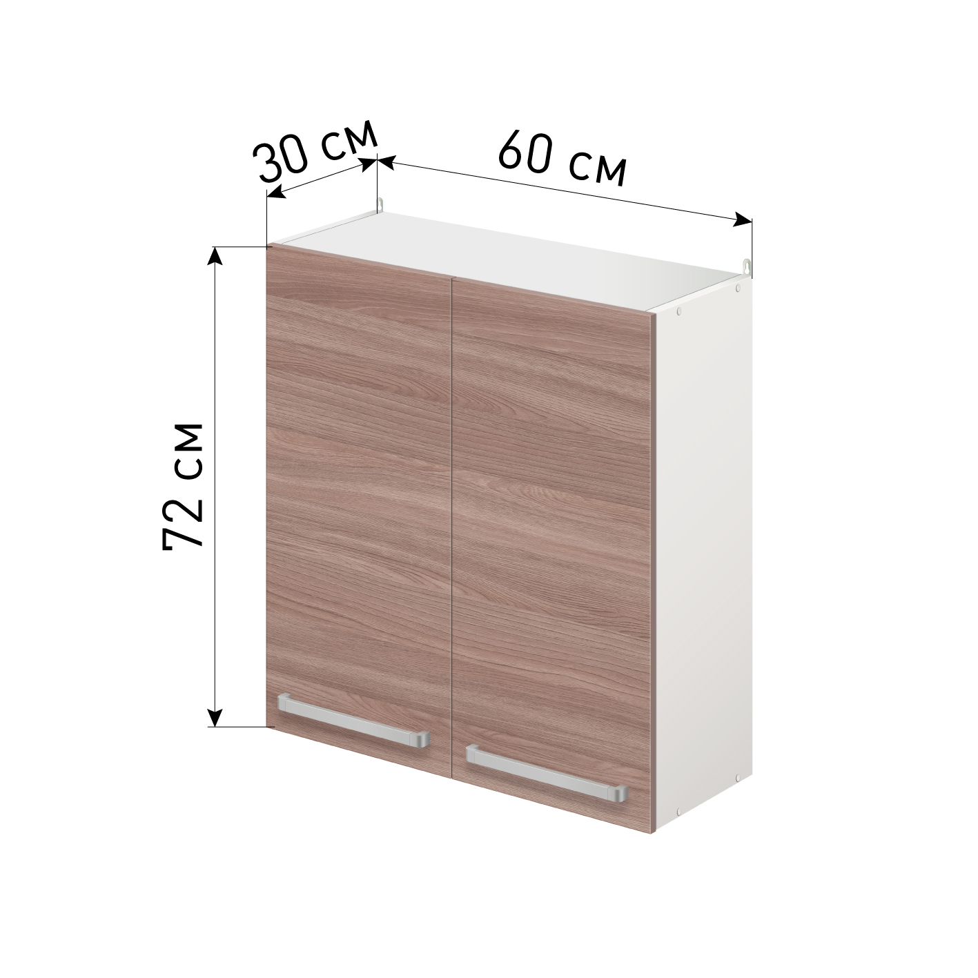 Изображение товара Навесной шкаф с сушкой Лидер Стиль SHS60_YHT 60x72x30 см из ЛДСП Белый с Ясень шимо темный