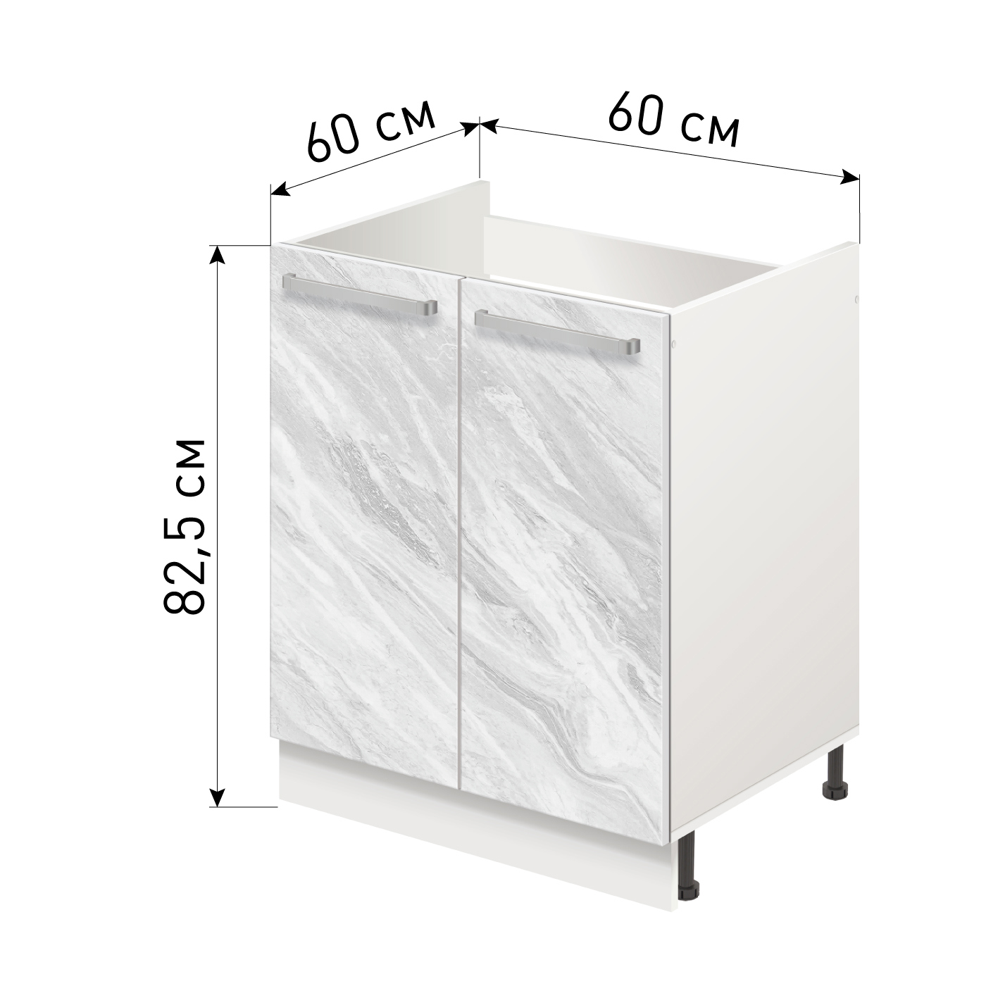 Изображение товара Напольный шкаф Лидер Стиль TP60602_MR 60x82x60 см из ЛДСП с глухими фасадами