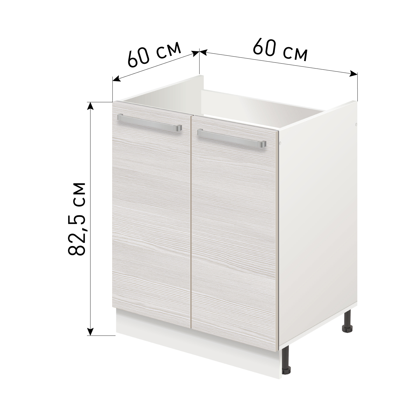 Изображение товара Напольный шкаф под мойку Лидер Стиль TP60602_BB 60x82x60 см белый бобег белая
