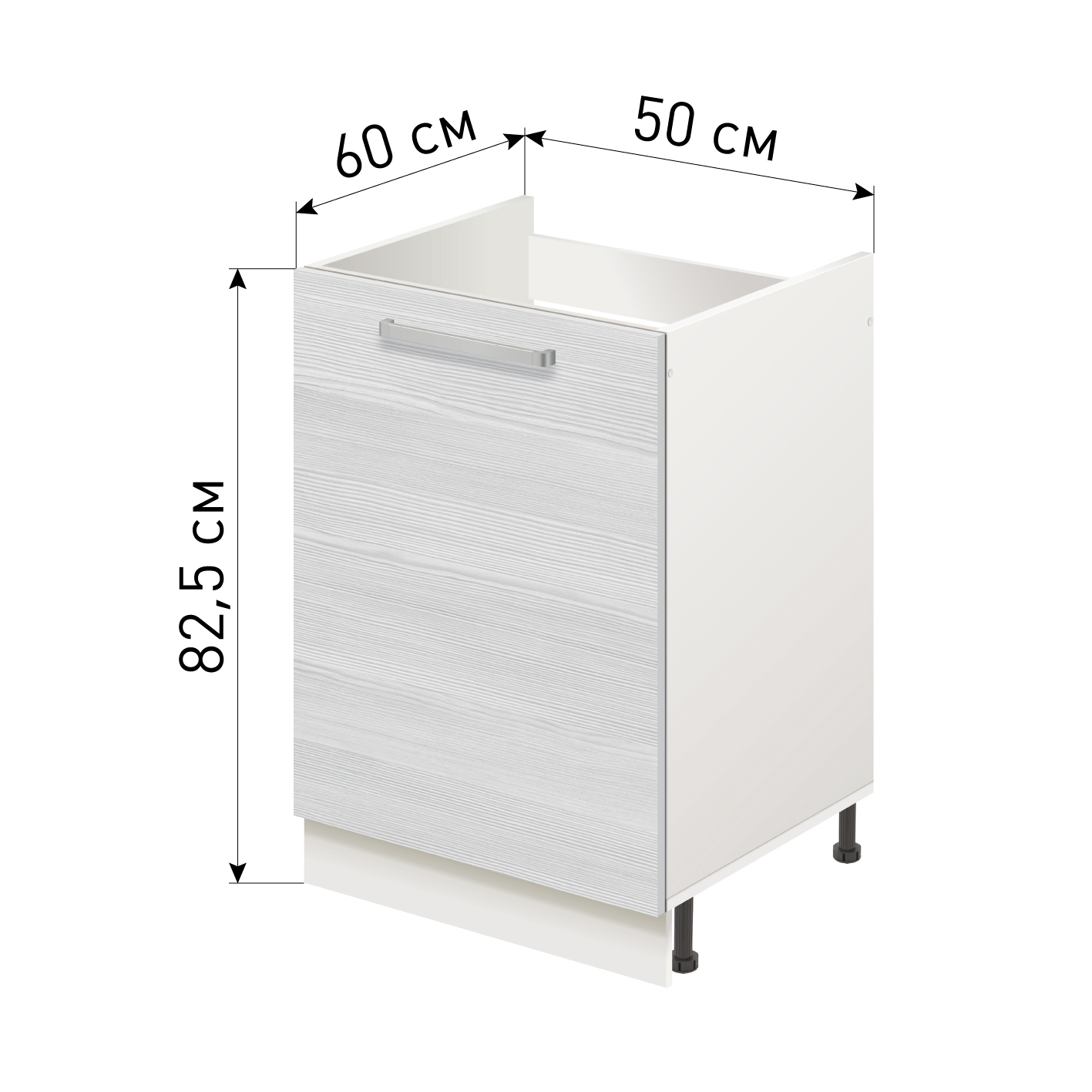 Изображение товара Напольный шкаф Лидер Стиль TP5060_BB 50х82х60 см беленый дуб