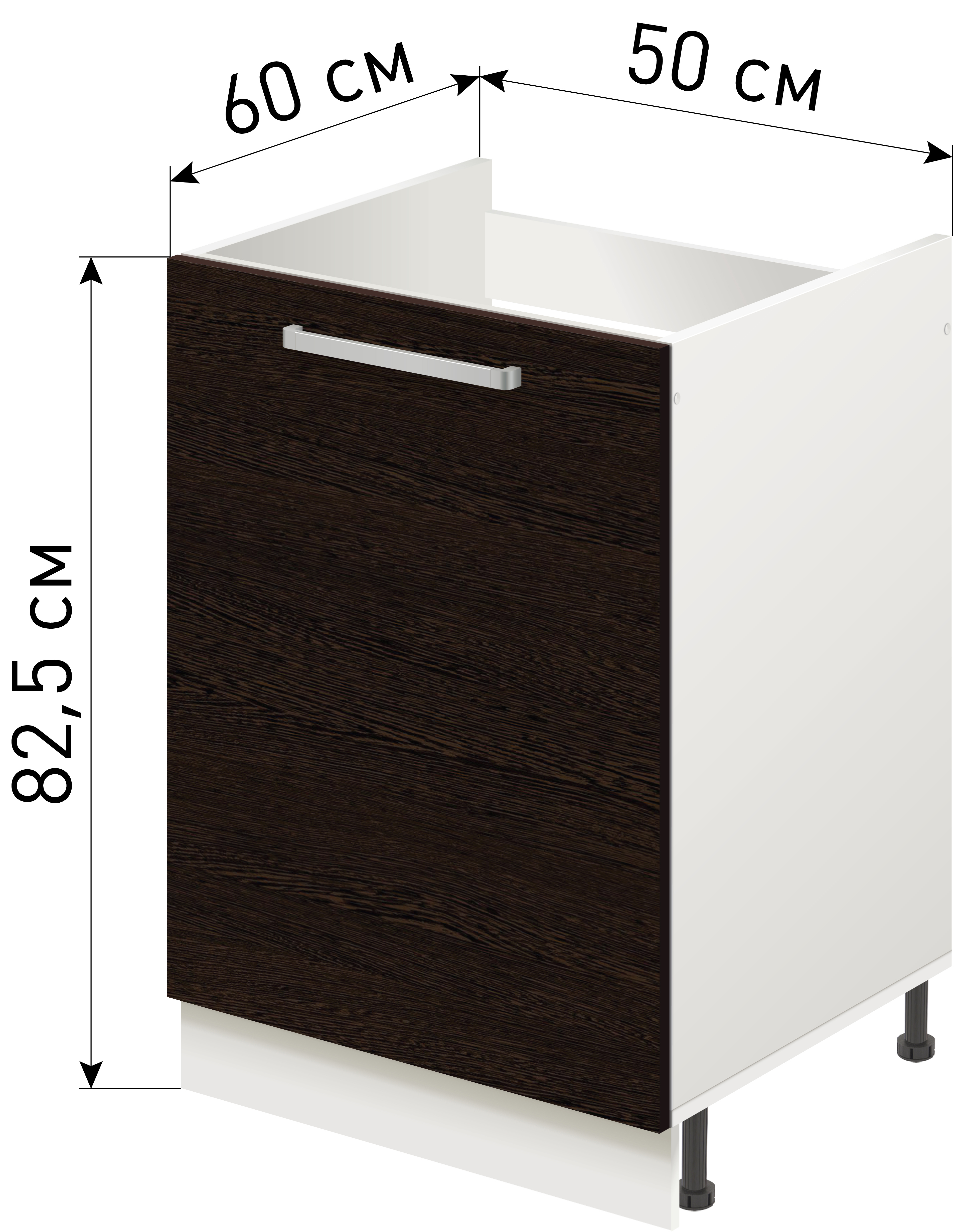 Изображение товара Напольный шкаф для кухни и ванной Лидер Стиль TP5060_VG 50x82x60 см ламинированная ДСП венге