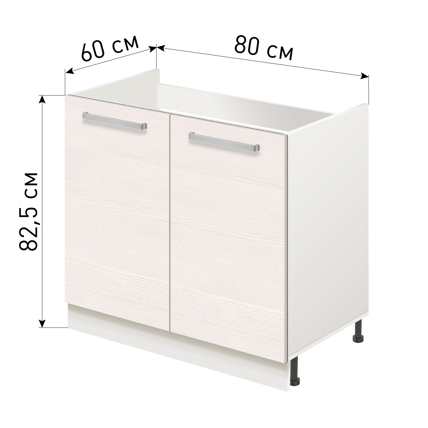 Изображение товара Напольный шкаф Стиль TP8060_BB 80x82x60 см беленый дуб из ЛДСП