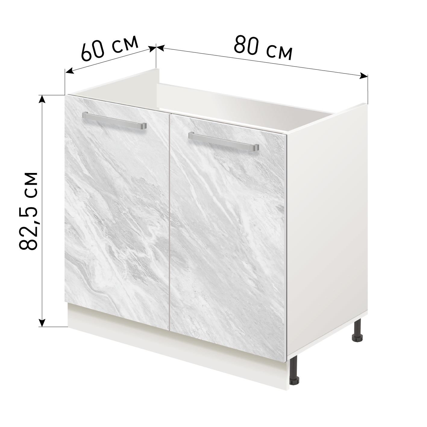 Изображение товара Напольный шкаф Лидер Стиль TP8060_MR 80x82x60 см из ЛДСП цвет мрамор