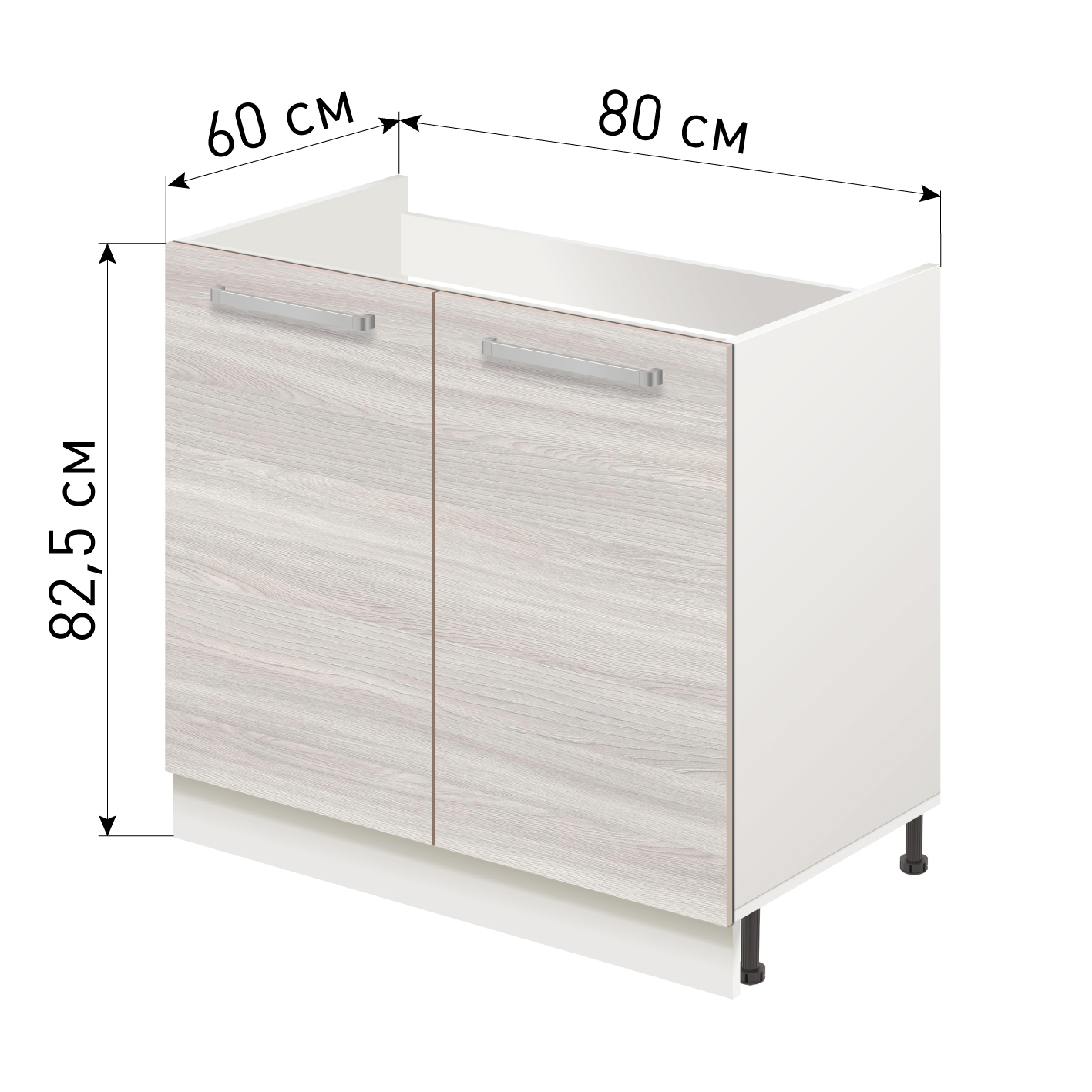 Изображение товара Напольный шкаф для кухни Лидер Стиль TP8060_YHS 80x82x60 см из ламинированной ДСП