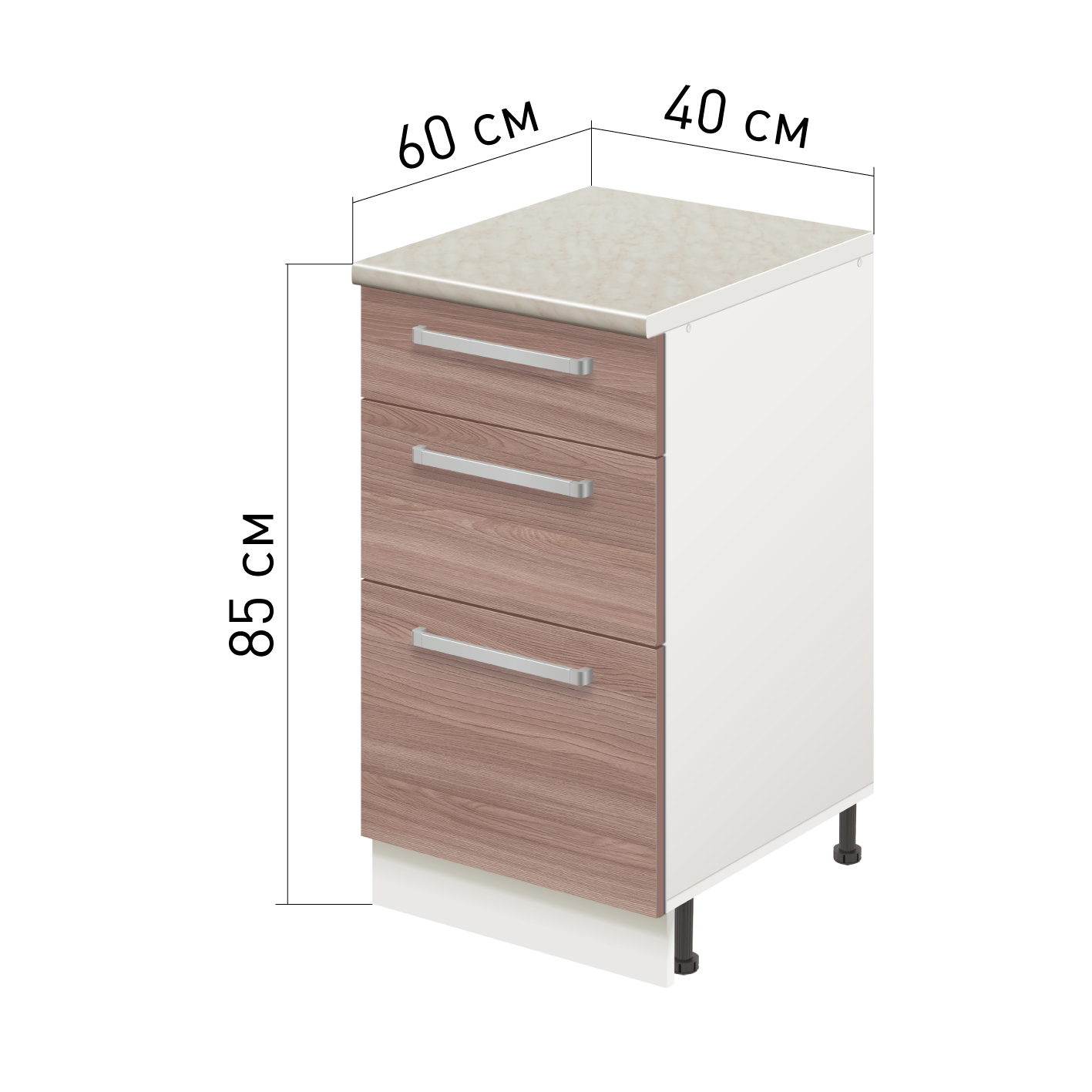 Изображение товара Напольный шкаф Лидер Стиль TSB40603_YHT 40x85x60 см из ЛДСП Белый ясень шимо темный