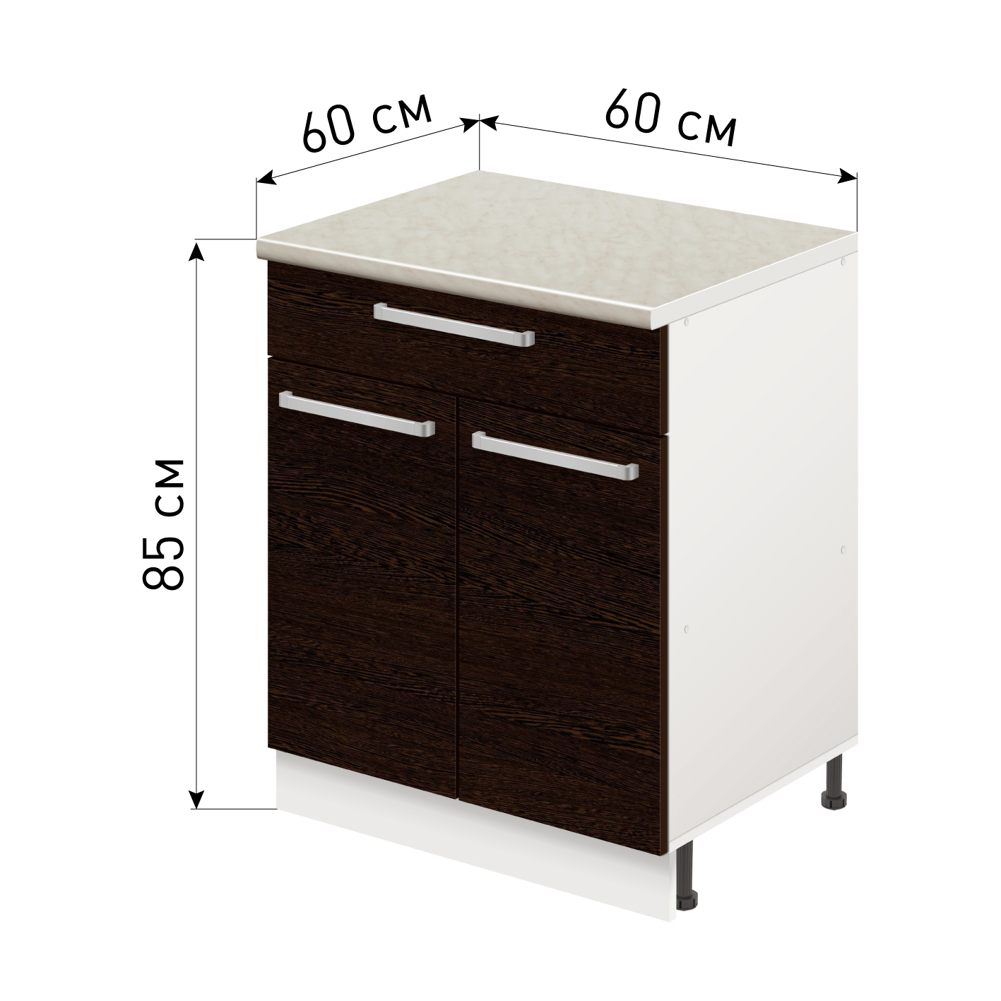 Изображение товара Напольный шкаф Лидер Стиль TSBY6060_VG 60x85x60 см из ламинированного ДСП венге