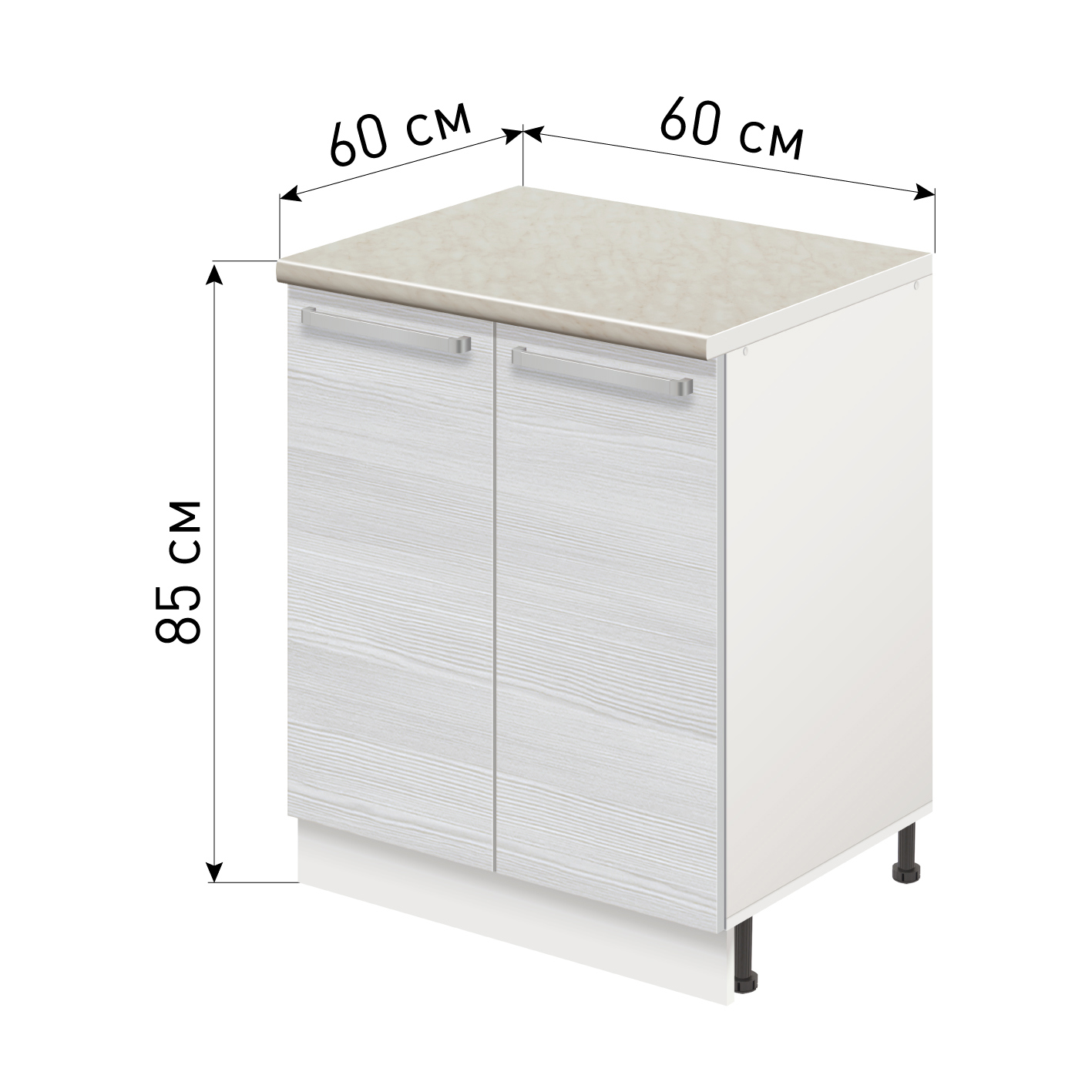 Изображение товара Напольный шкаф Лидер Стиль TSB60602_BB 60x85x60 см беленый дуб Мрамор