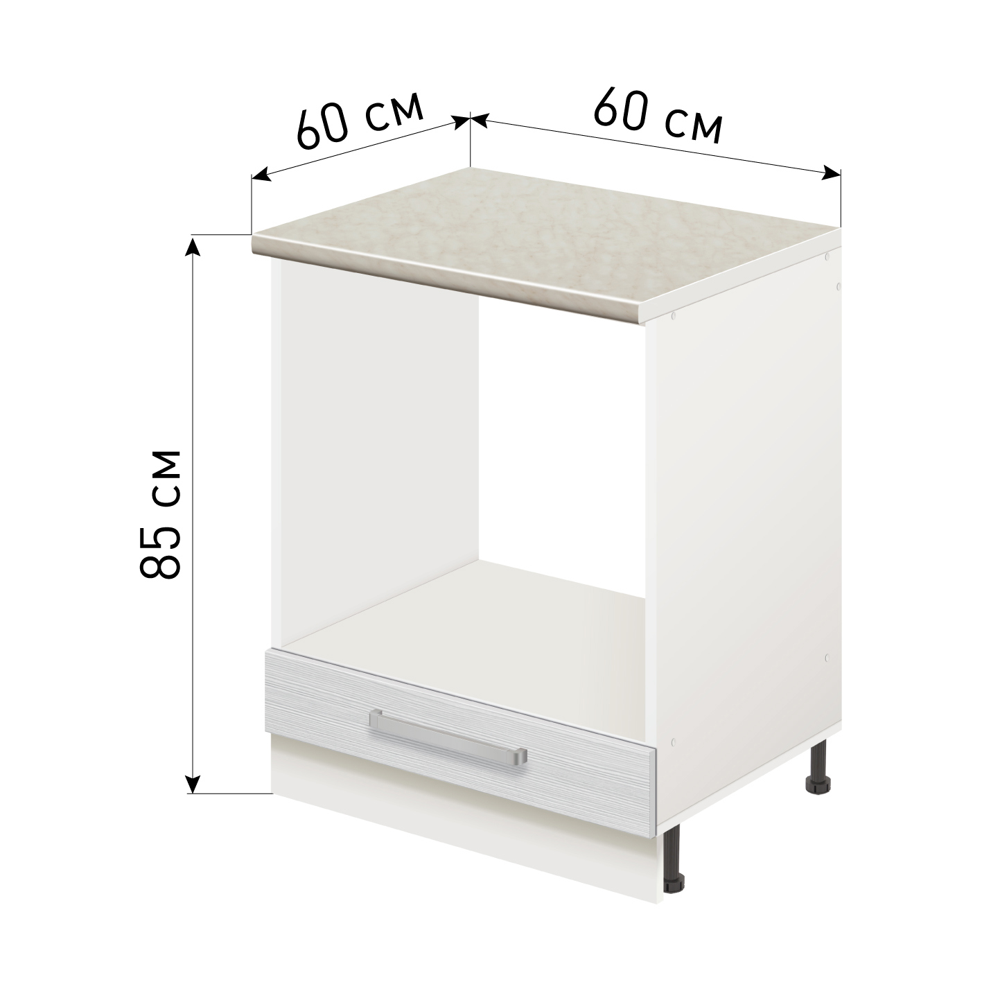 Изображение товара Кухонный шкаф для духовки Лидер Стиль TDB6060_BB 60x85 см беленый дуб