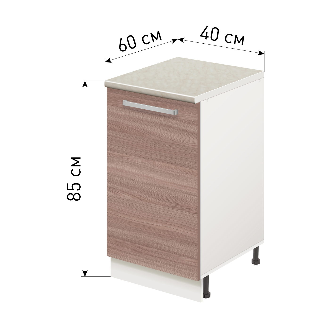 Изображение товара Напольный шкаф Лидер Стиль TSB4060_YHT 40x85x60 см из ЛДСП для кухни