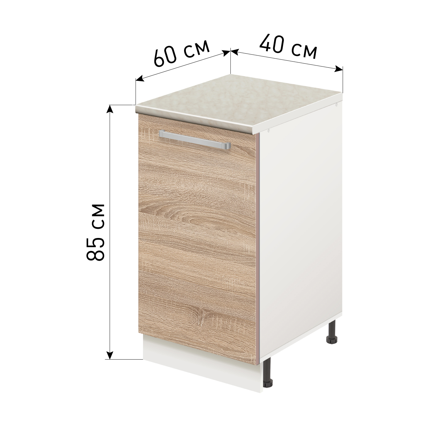 Изображение товара Напольный шкаф с столешницей Лидер Стиль TSB4060_DBS белый дуб сонома