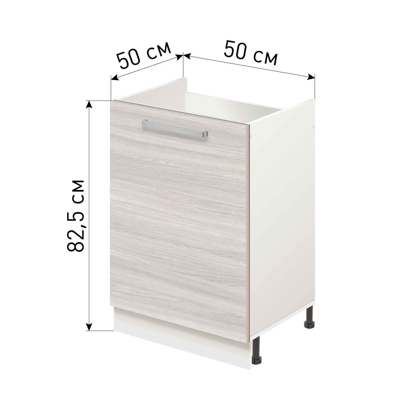 Изображение товара Напольный шкаф под мойку из ЛДСП 50x82x50 светлый ясень шимо Лидер Стиль TP5050_YHS