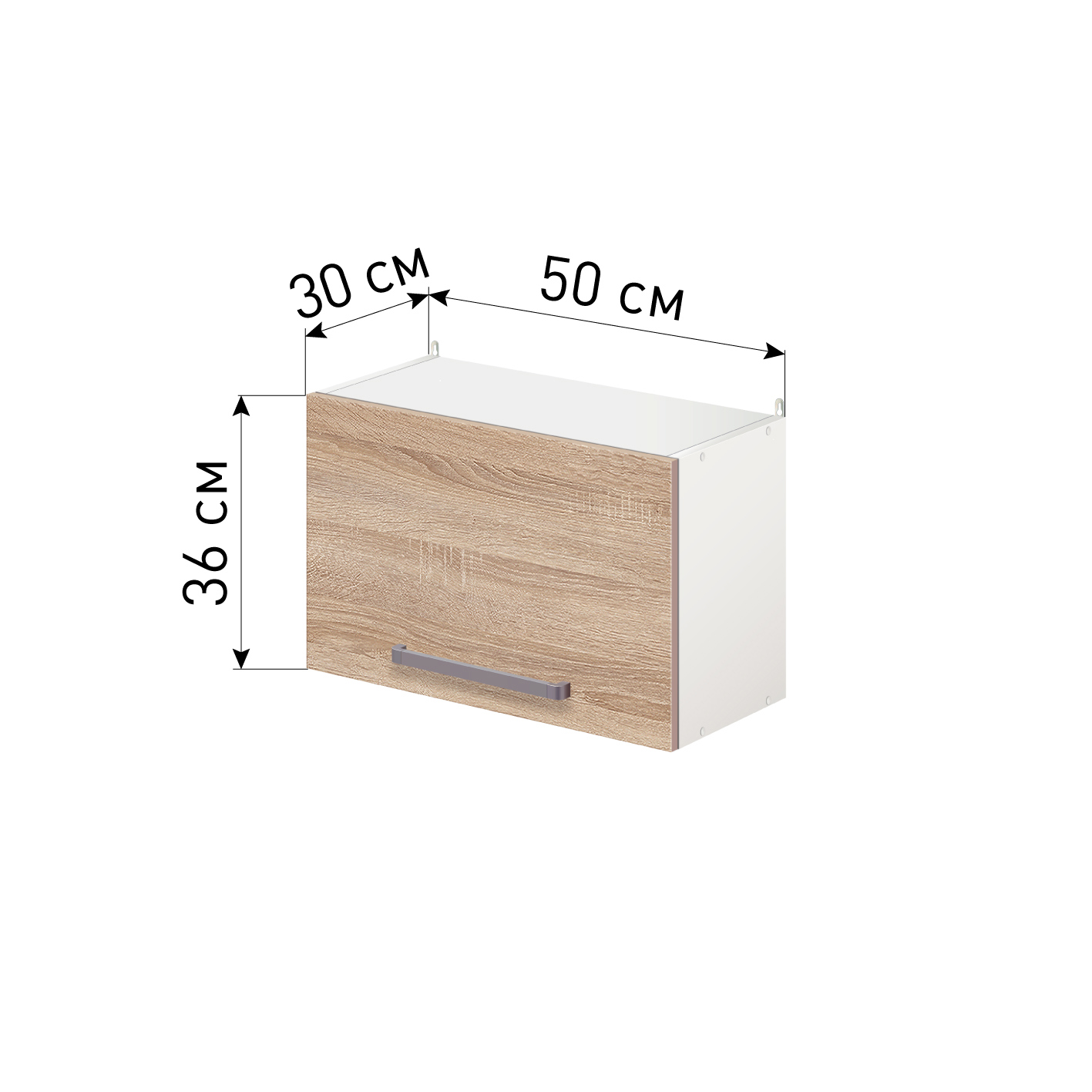 Изображение товара Навесной шкаф Лидер Стиль SHVL50_DBS 50x36x30 см дуб сонома белый