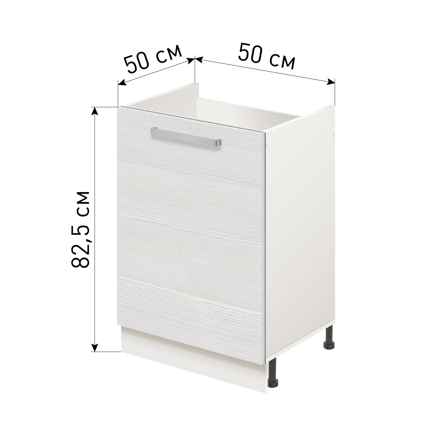 Изображение товара Напольный шкаф для кухни беленый дуб Лидер Стиль TP5050_BB 50x82x50 см