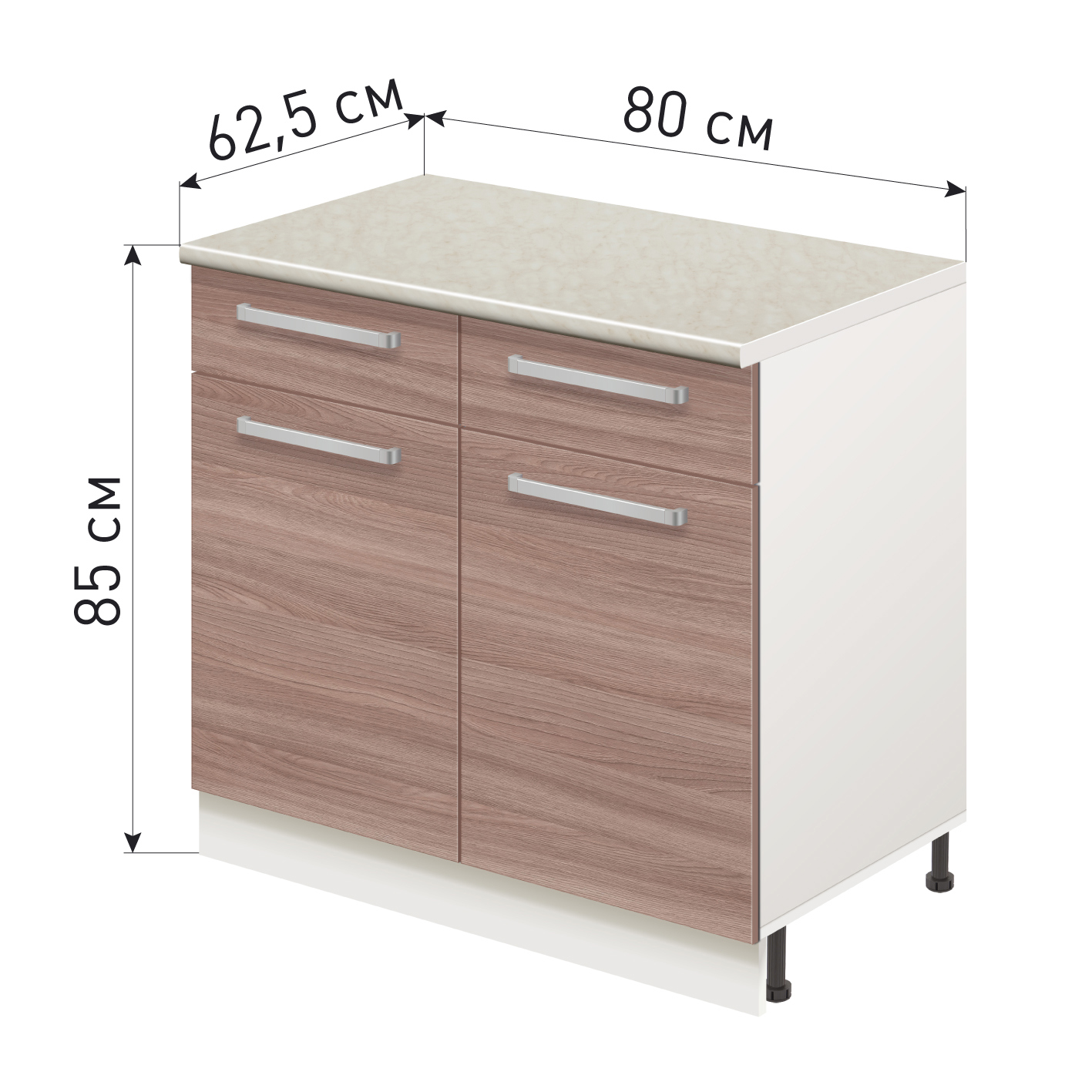 Изображение товара Напольный шкаф Лидер Стиль TSBY806022_YHT 80x85x60 см ЛДСП цвет