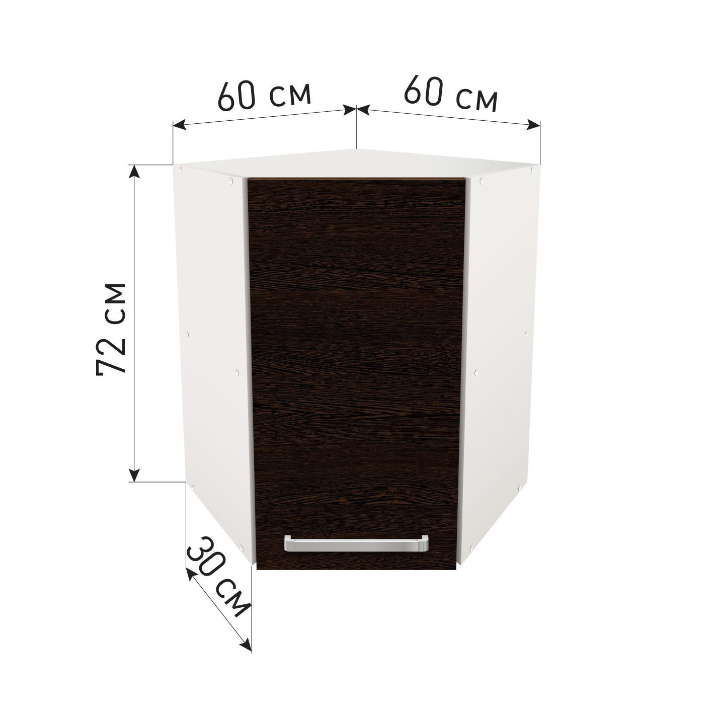 Изображение товара Навесной шкаф Лидер Стиль SHU603072_VG 60x72x30 см ЛДСП цвет венге