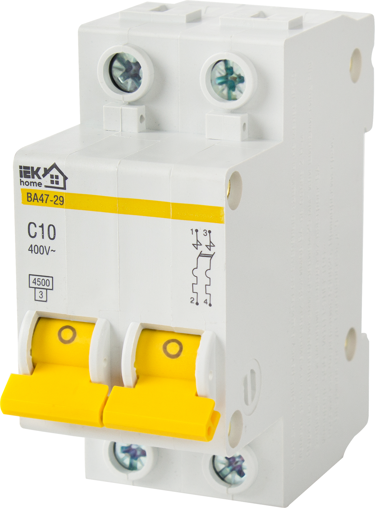 Изображение товара Автоматический выключатель IEK Home ВА47-29 2Модуля 10А 4.5кА IP20 Китай