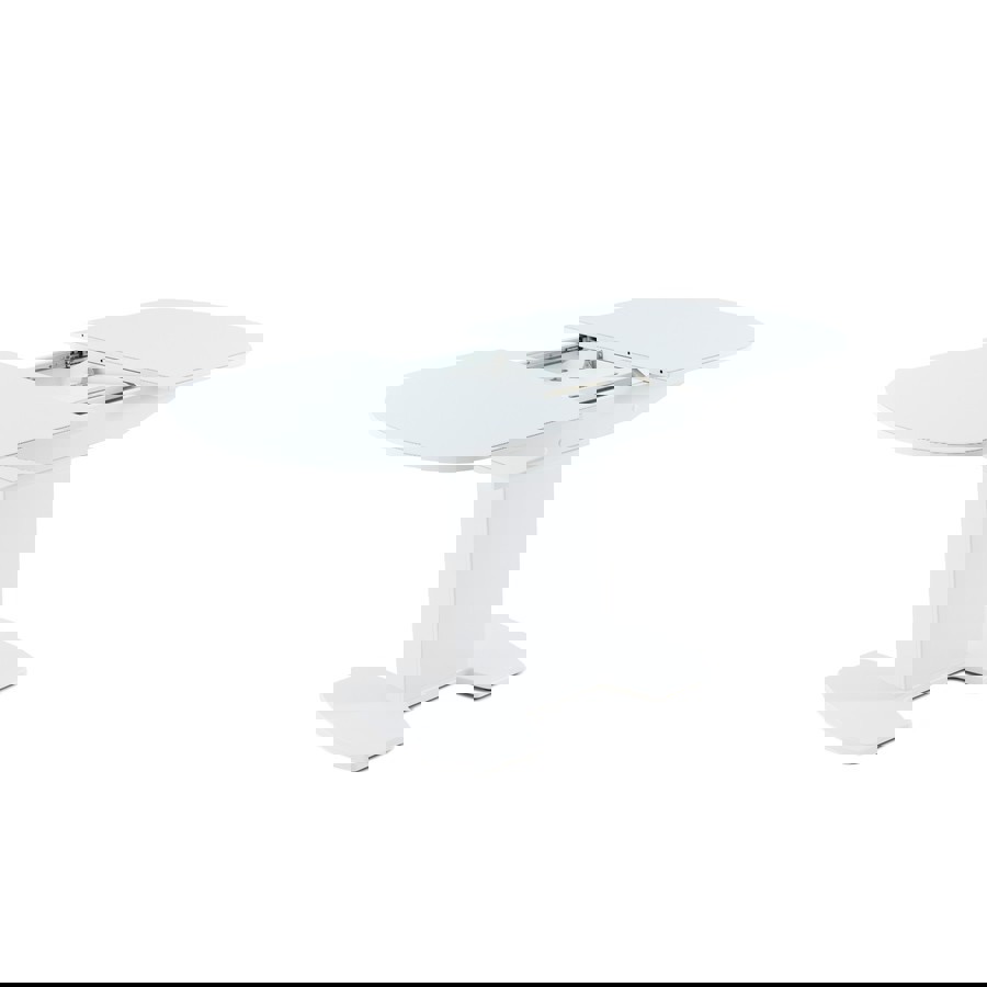 Изображение товара Раскладной кухонный стол Aurora Корсика 110x74,2 см стекло МДФ белый современный дизайн