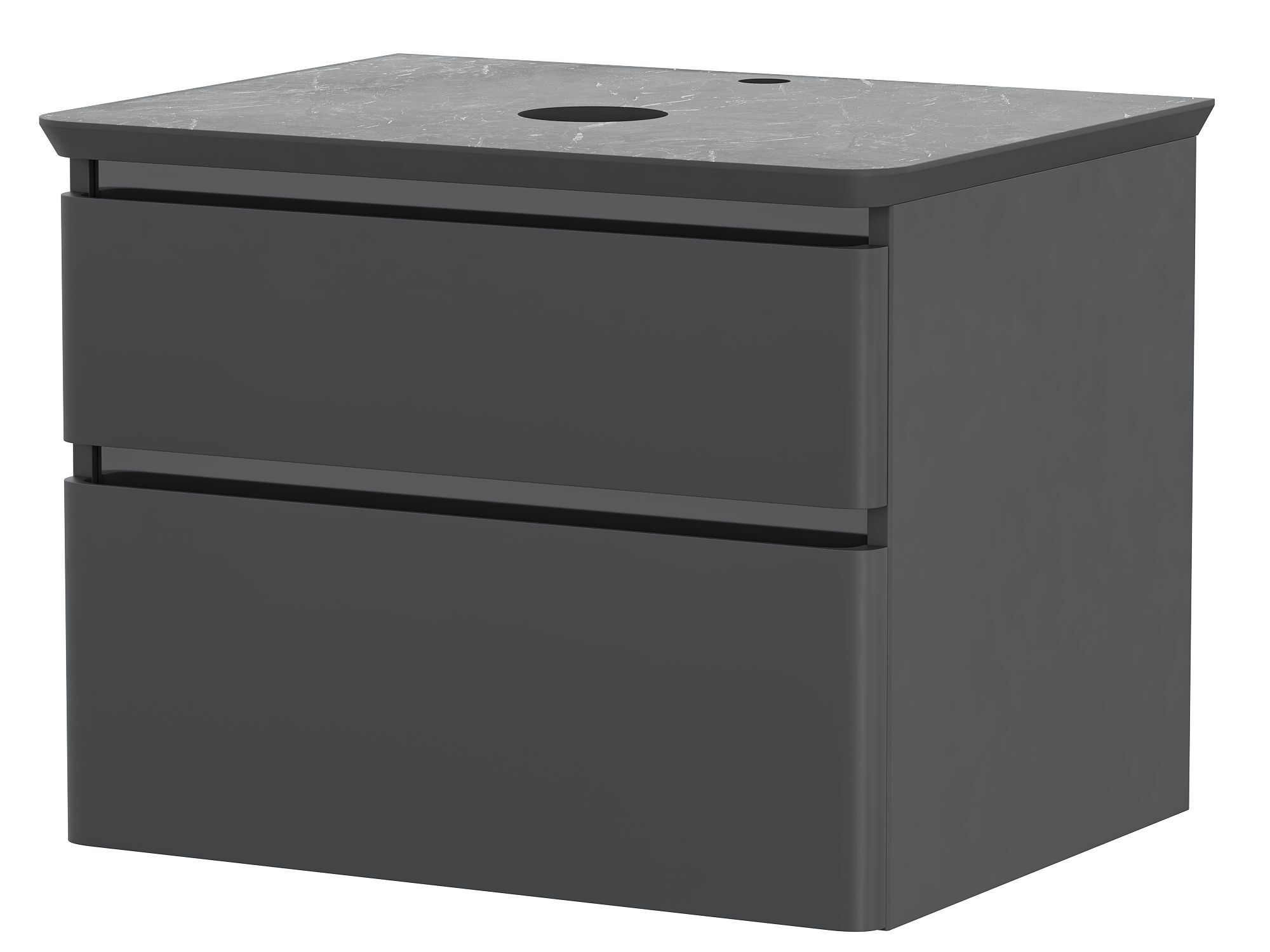 Изображение товара Тумба под раковину Неро 600 подвесная с ящиками и столешницей черный