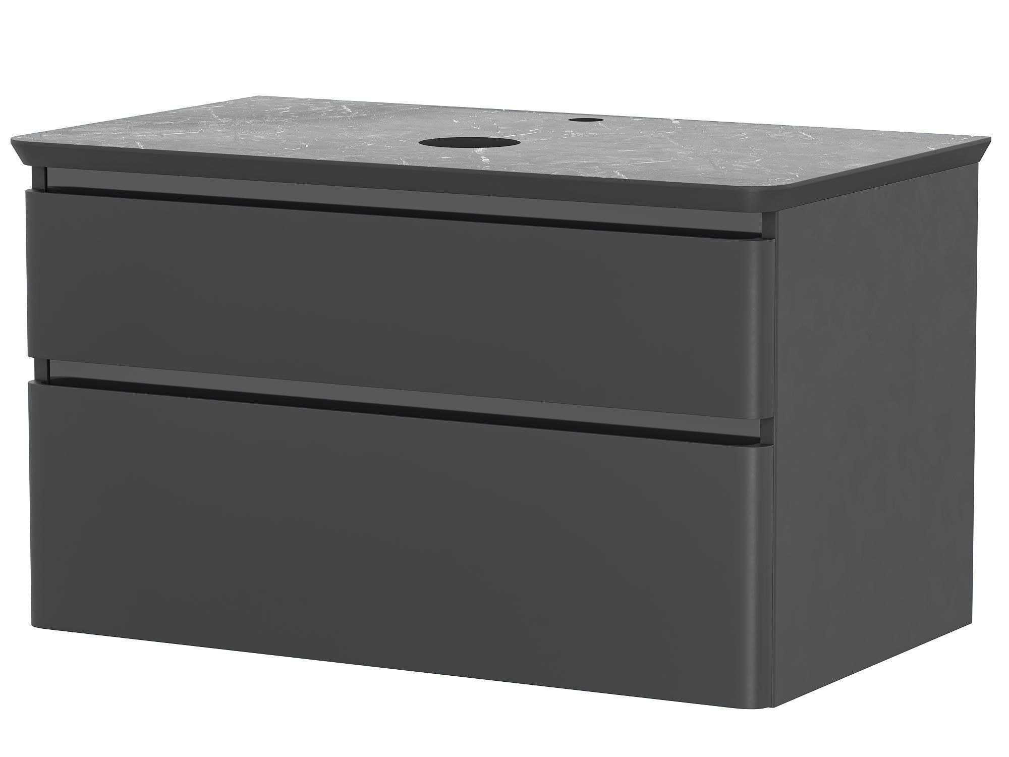 Изображение товара Тумба под раковину Неро 800 подвесная с столешницей и сифоном черная Россия