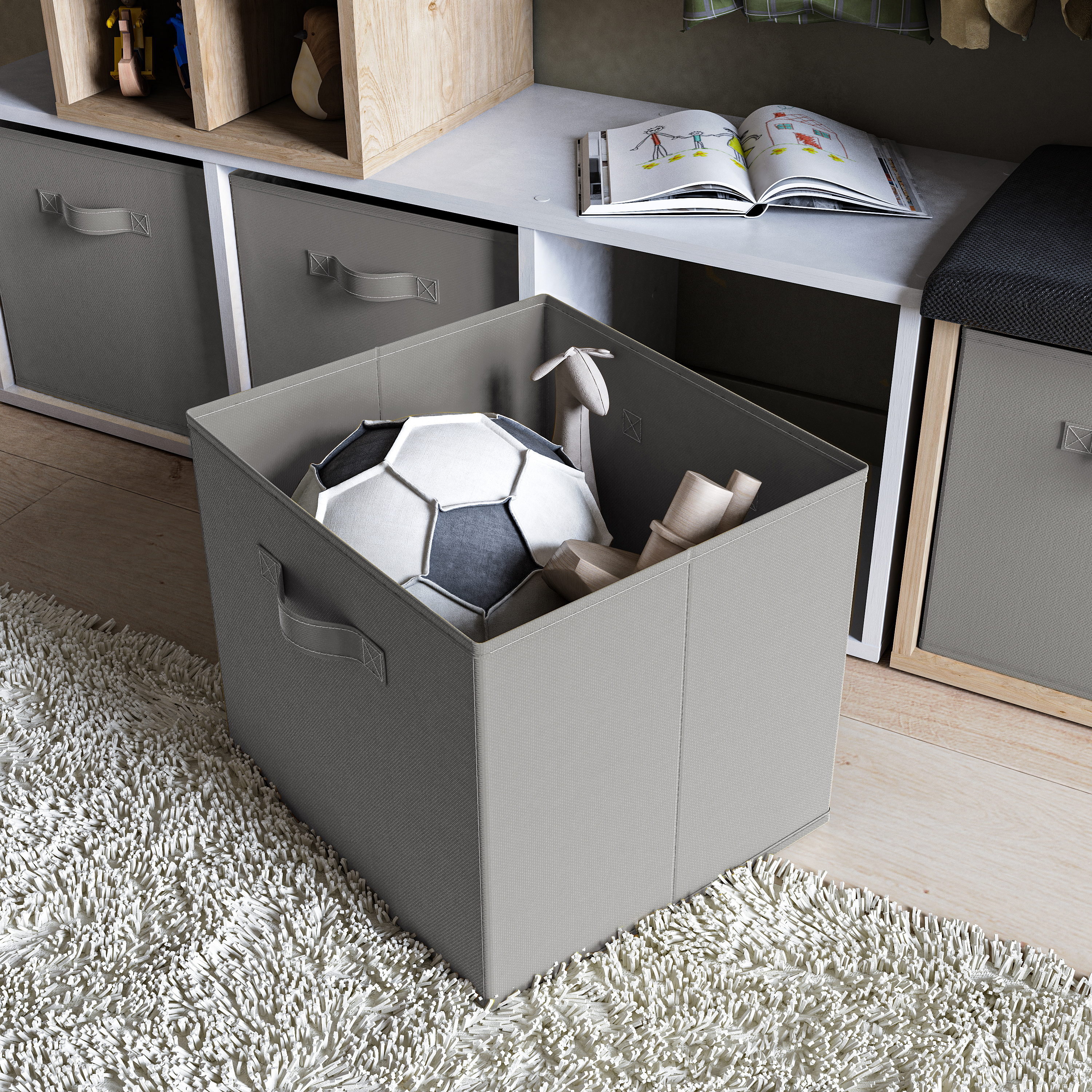 Изображение товара Короб Spaceo KUB Granit 31x31x31 см 29.7 л полиэстер цвет графитовый