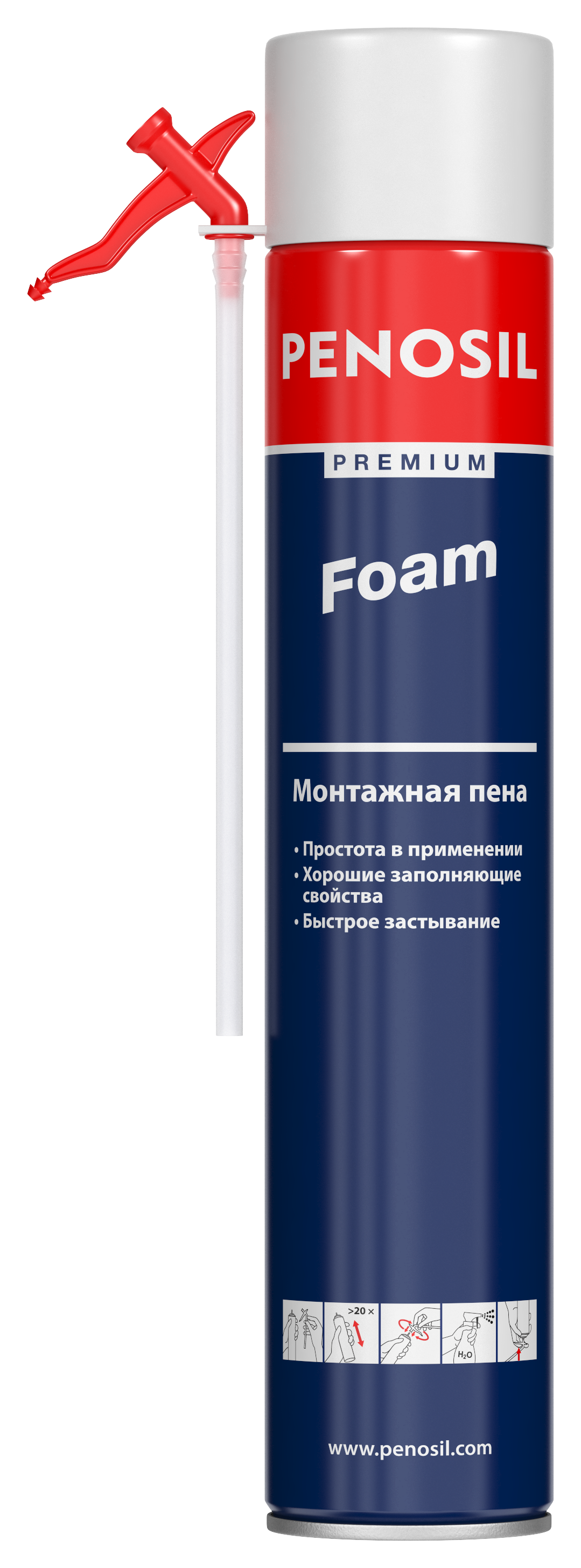 Изображение товара Пена монтажная Penosil Premium Foam 750 мл для тепло- и звукоизоляции Изображение товара Пена монтажная Penosil Premium Foam 750 мл для тепло- и звукоизоляции