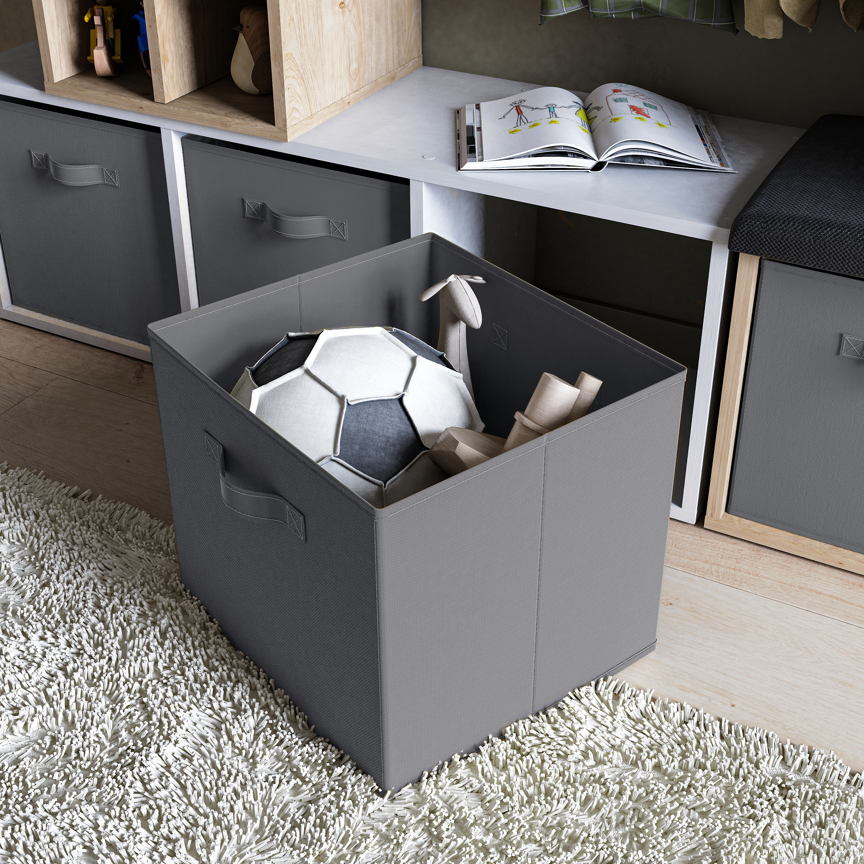 Изображение товара Короб Spaceo KUB Granit 31x31x31 см 29.7 л полипропилен цвет графитовый