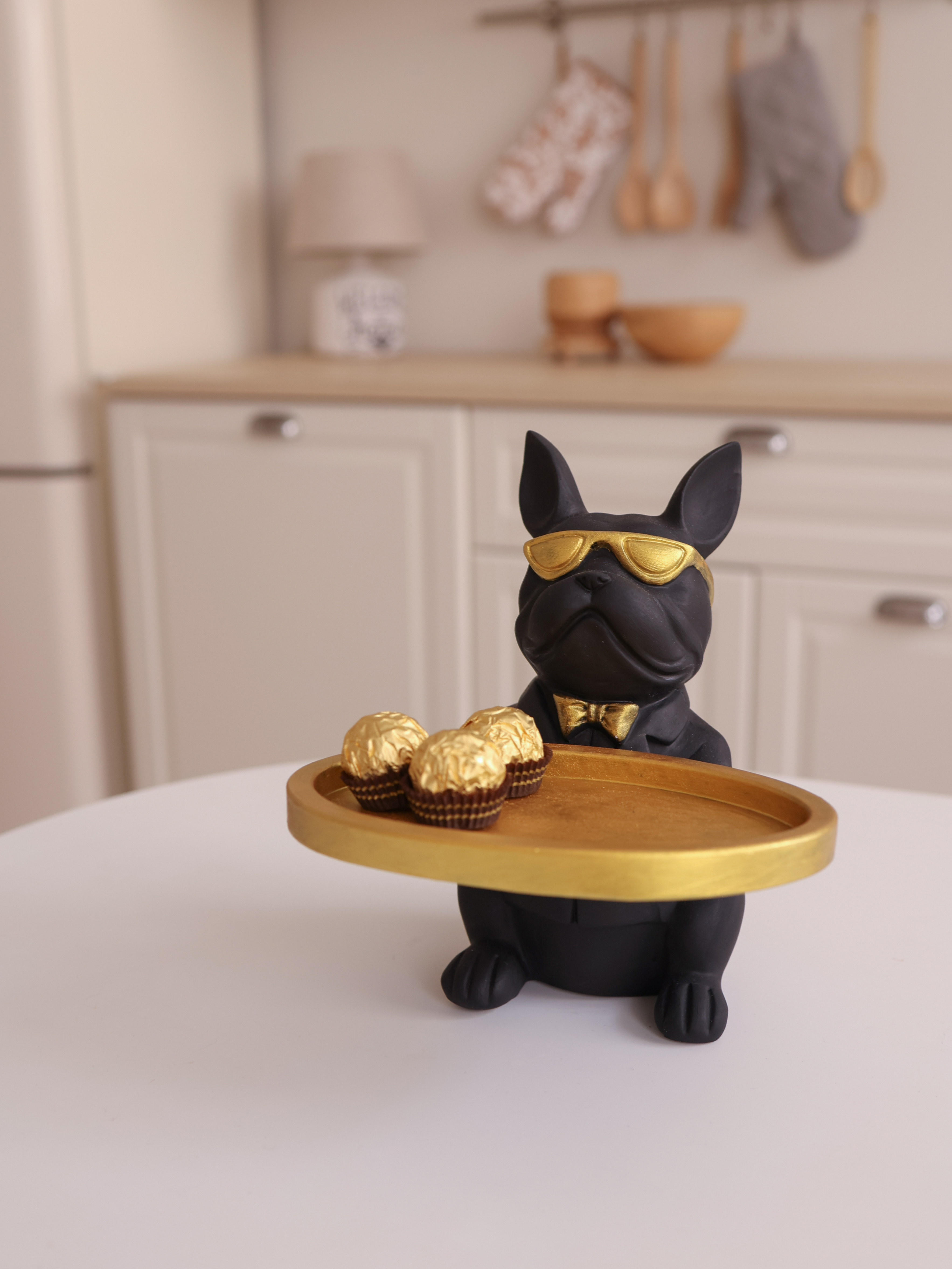 Изображение товара Статуэтка-конфетница Собака Мачо в золоте MEJERU