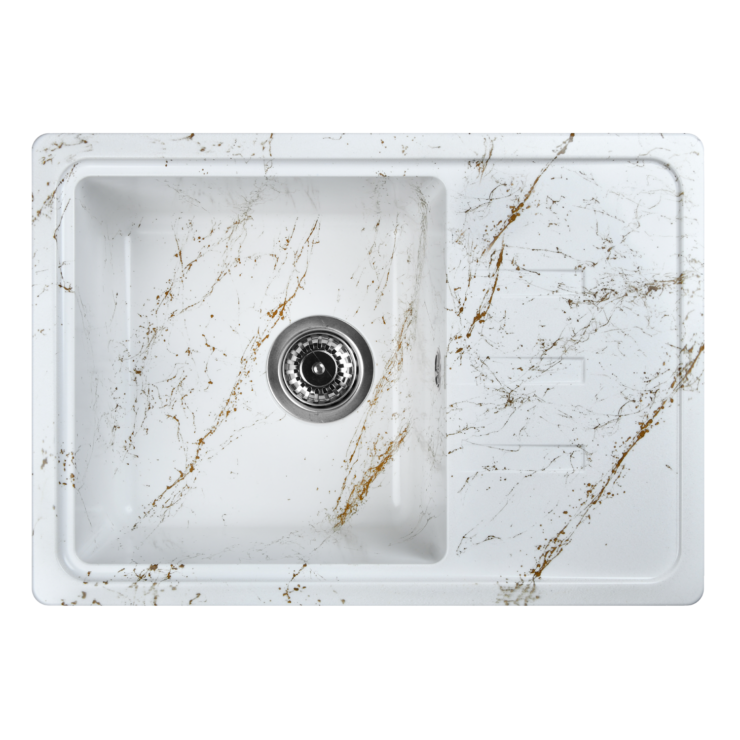Изображение товара Мойка для кухни Wisent WB15-13 из искусственного камня бело-золотой мрамор
