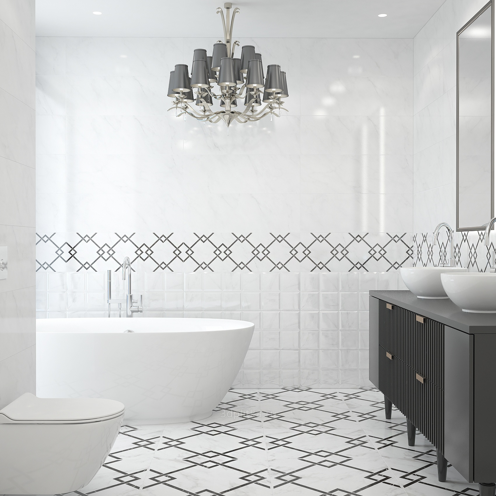 Изображение товара Керамическая плитка Keramin Монте 30x90 см белая формата крупного размерa