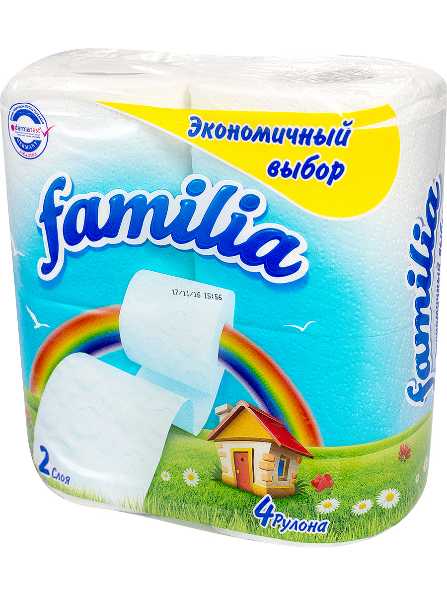 Изображение товара Бумага туалетная Hayat Familia Радуга 2-слойная белая 4 рулона Изображение товара Бумага туалетная Hayat Familia Радуга 2-слойная белая 4 рулона