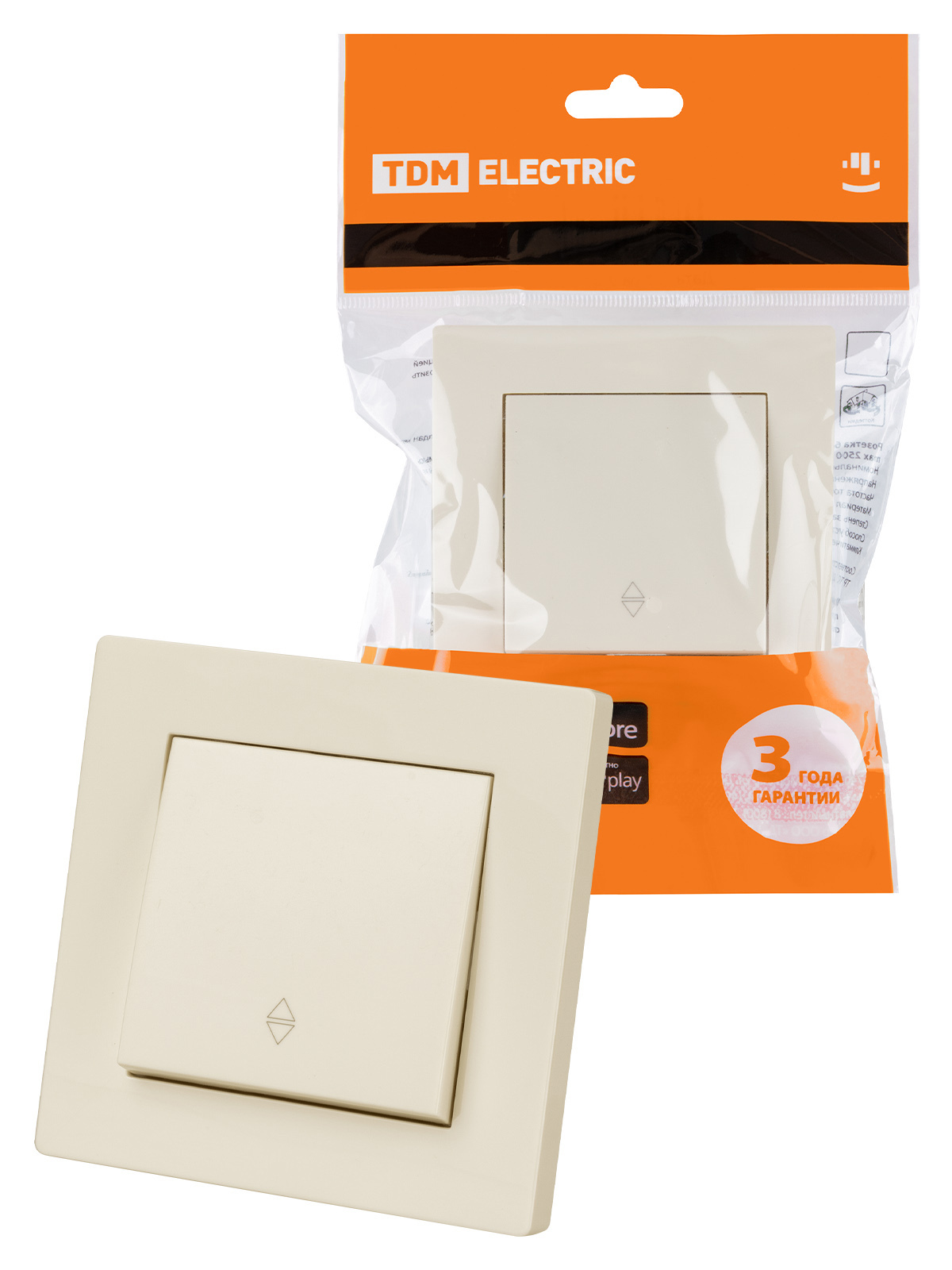 Изображение товара Выключатель накладной SQ1816 1 клавиша слоновая кость TDM ELECTRIC