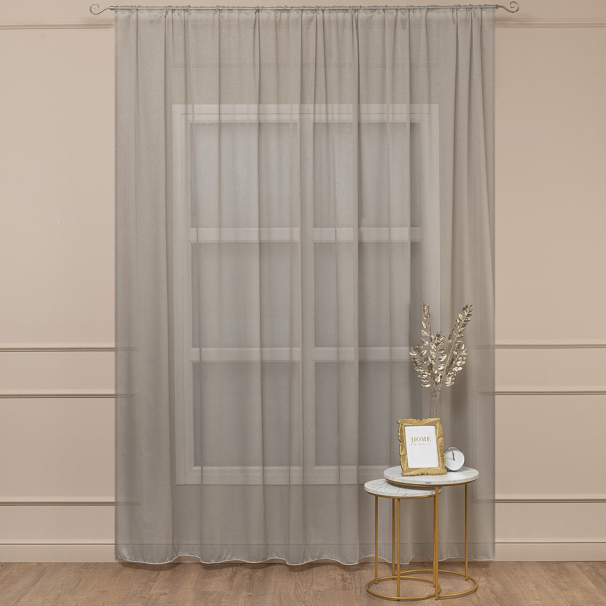 Изображение товара Тюль на ленте Фентези 300x280 см цвет серо-бежевый