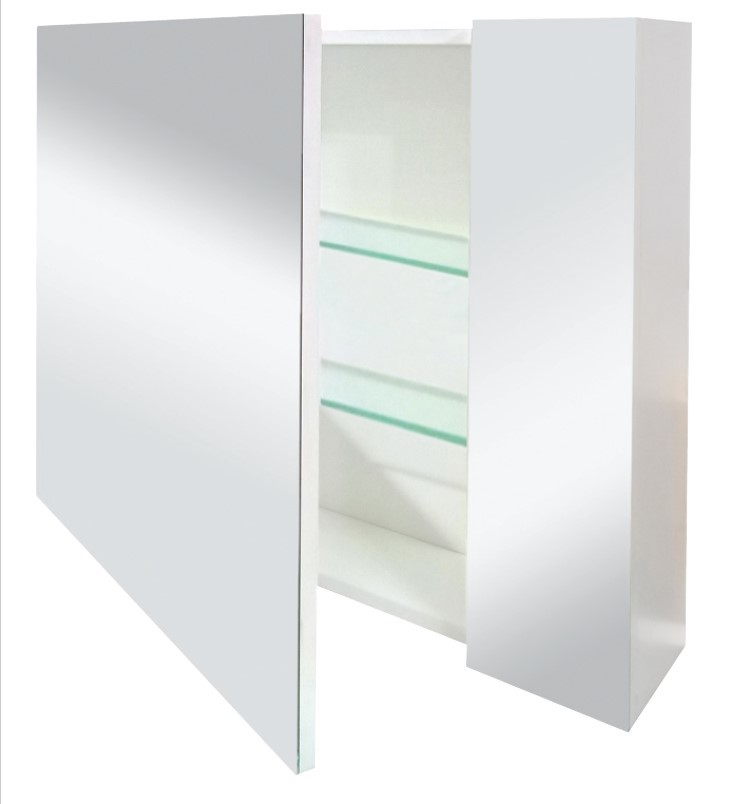 Изображение товара Зеркальный шкаф для ванной 75 см глянцевый с полками ламинированный Россиия