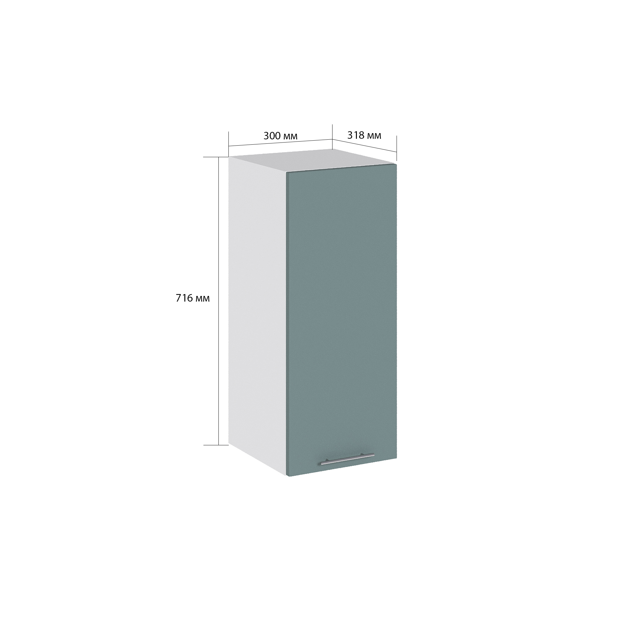 Изображение товара Навесной шкаф Сурская мебель Валерия 30x71.6x31.8 см ЛДСП цвет лагуна софт