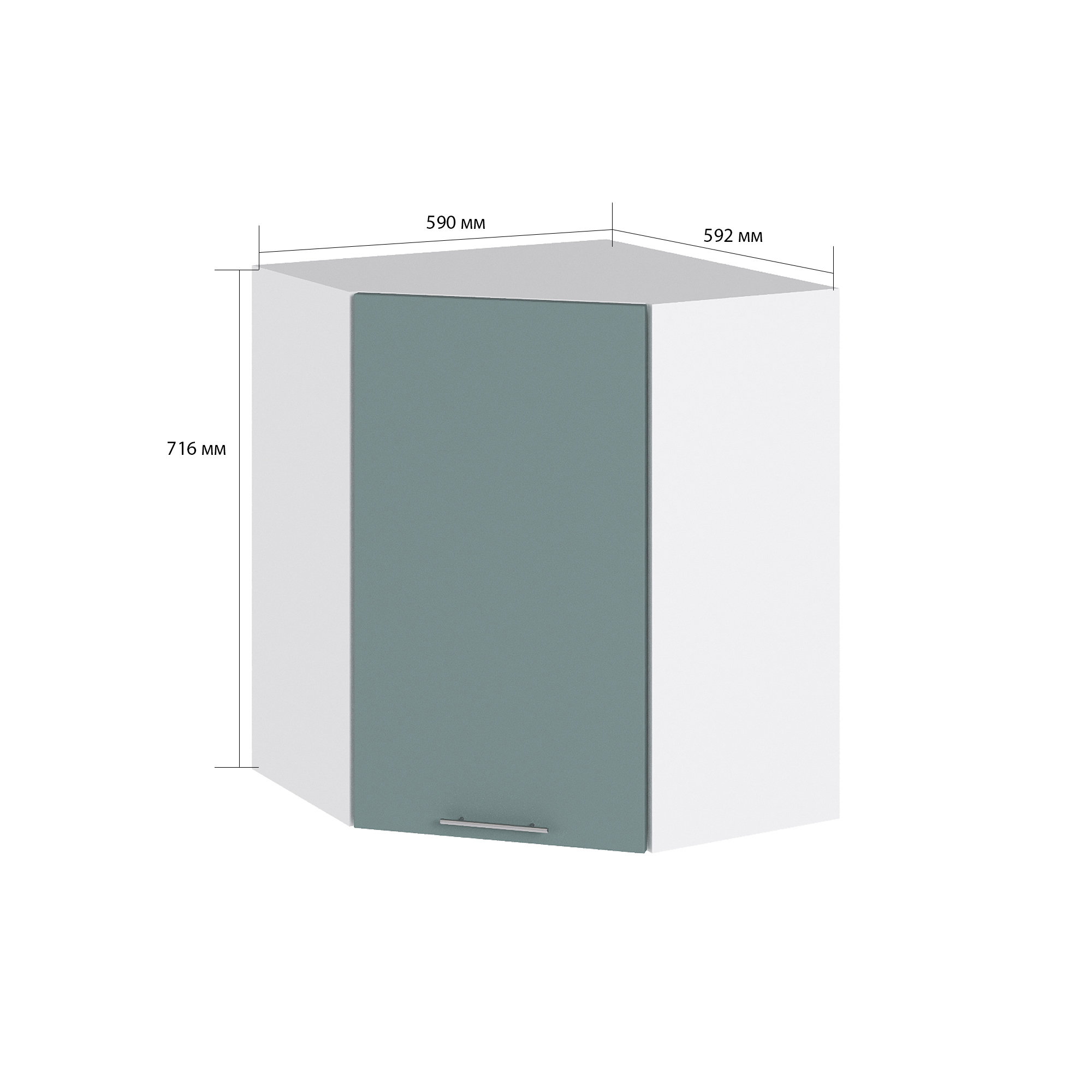 Изображение товара Навесной шкаф угловой Сурская мебель Валерия 59.2x71.6x59.2 см ЛДСП цвет лагуна софт