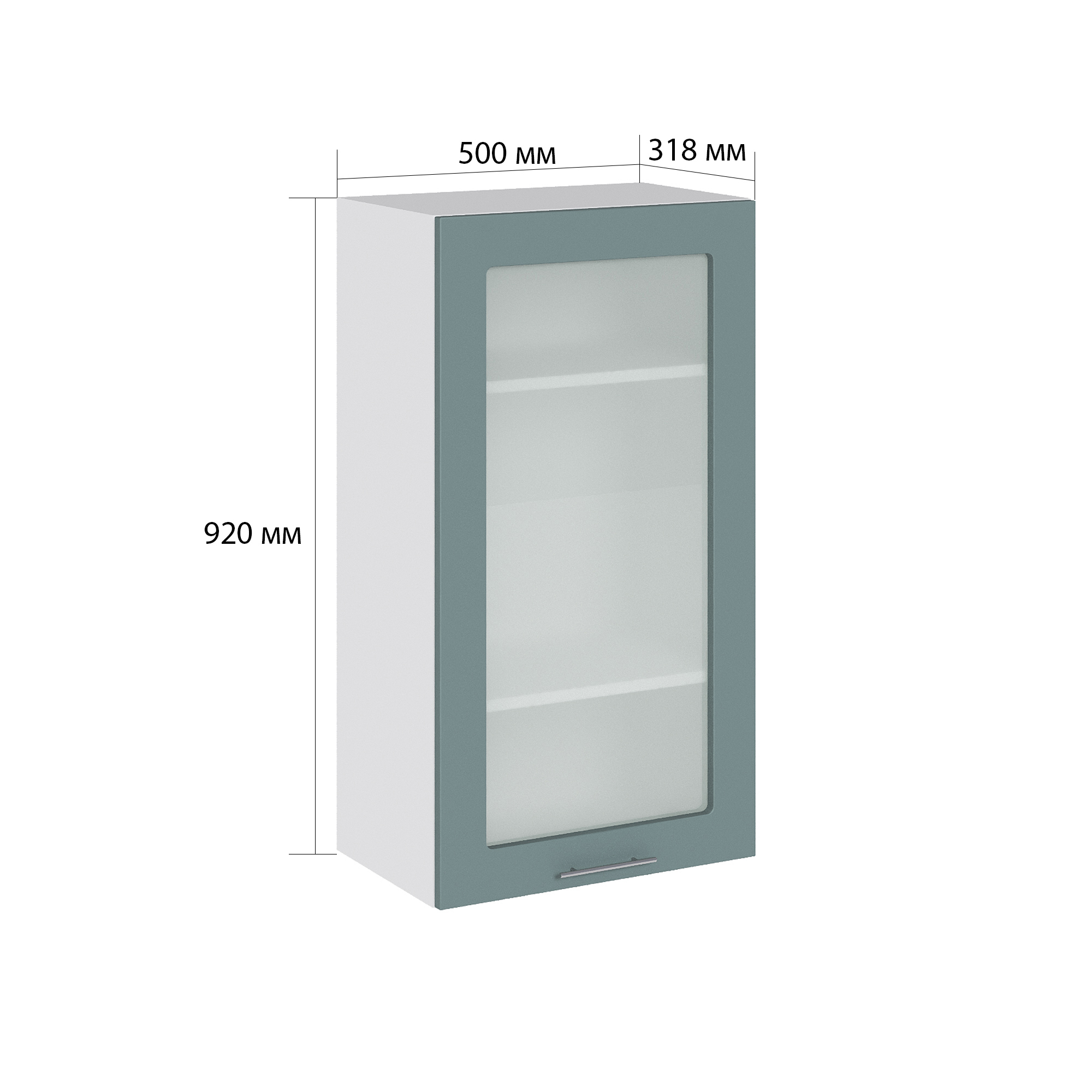 Изображение товара Навесной шкаф со стеклом Валерия 50x92x31,8 см белый голубая лагуна