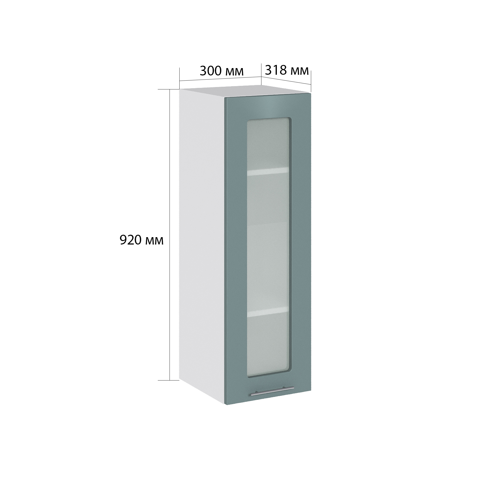 Изображение товара Навесной шкаф со стеклом Валерия 30x92x31.8 см ЛДСП голубая лагуна