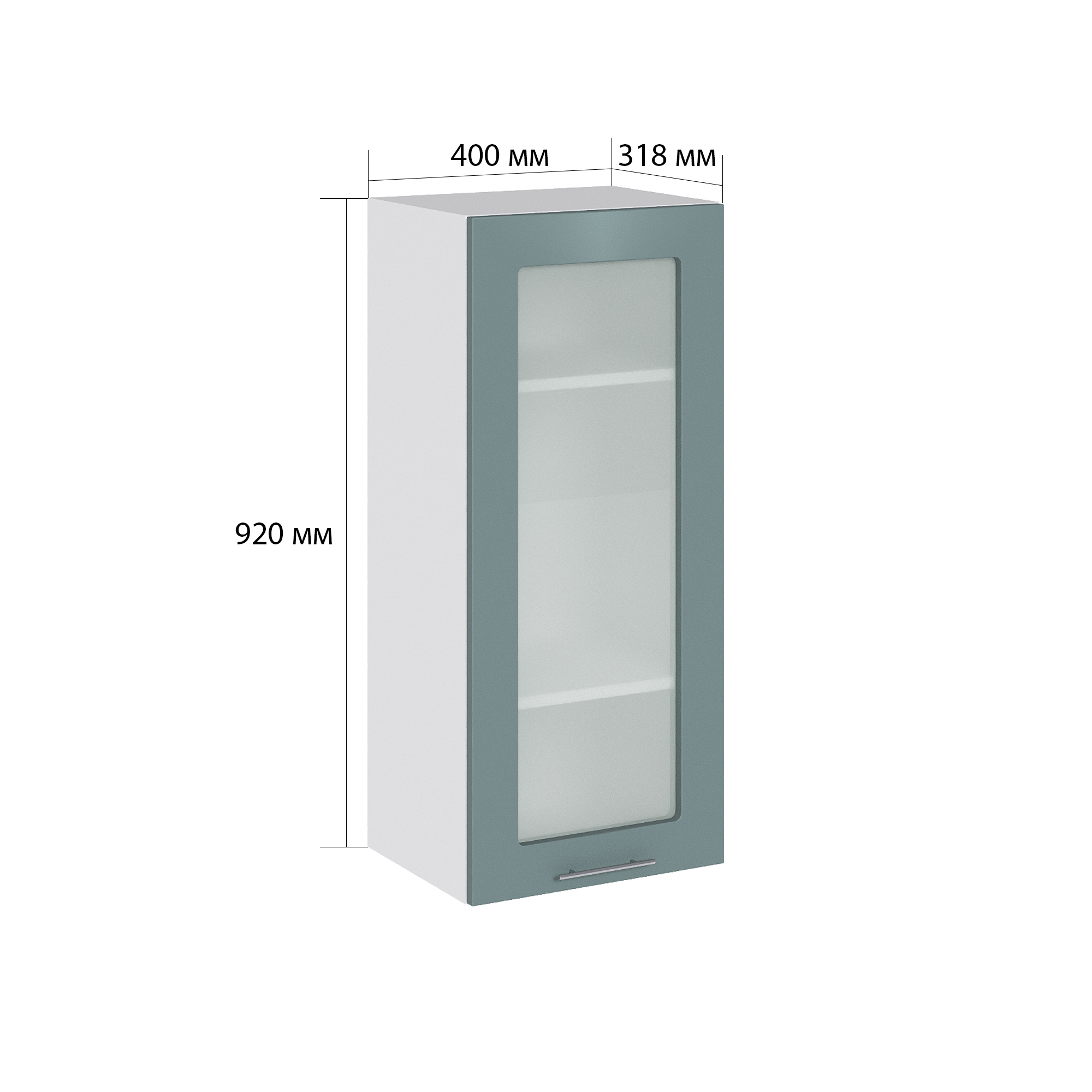 Изображение товара Навесной шкаф со стеклом Валерия 40x92x31.8 см голубая лагуна МДФ ЛДСП Россия