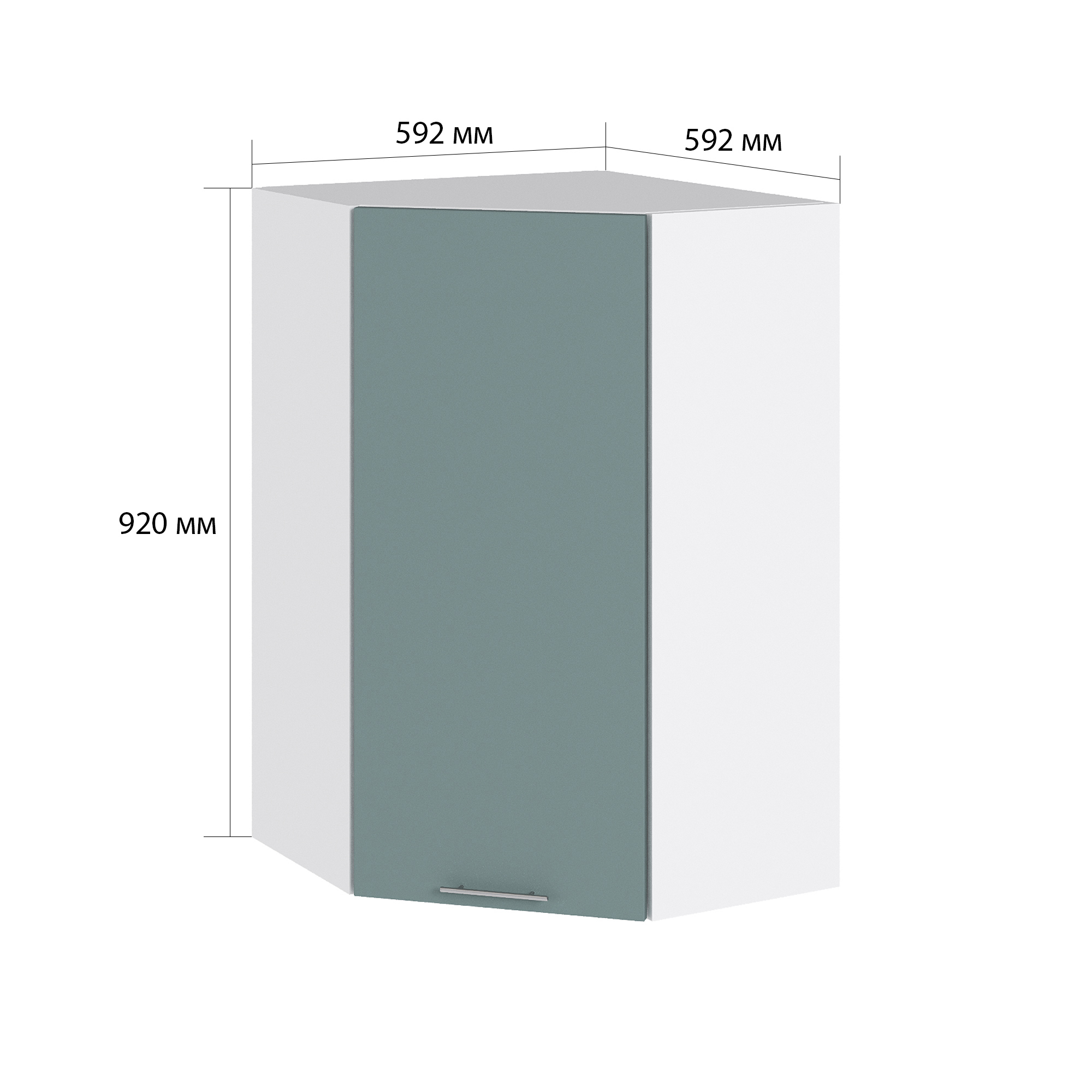 Изображение товара Навесной угловой шкаф Валерия 59.2x92x59.2 см ЛДСП Фасад ПВХ Россия