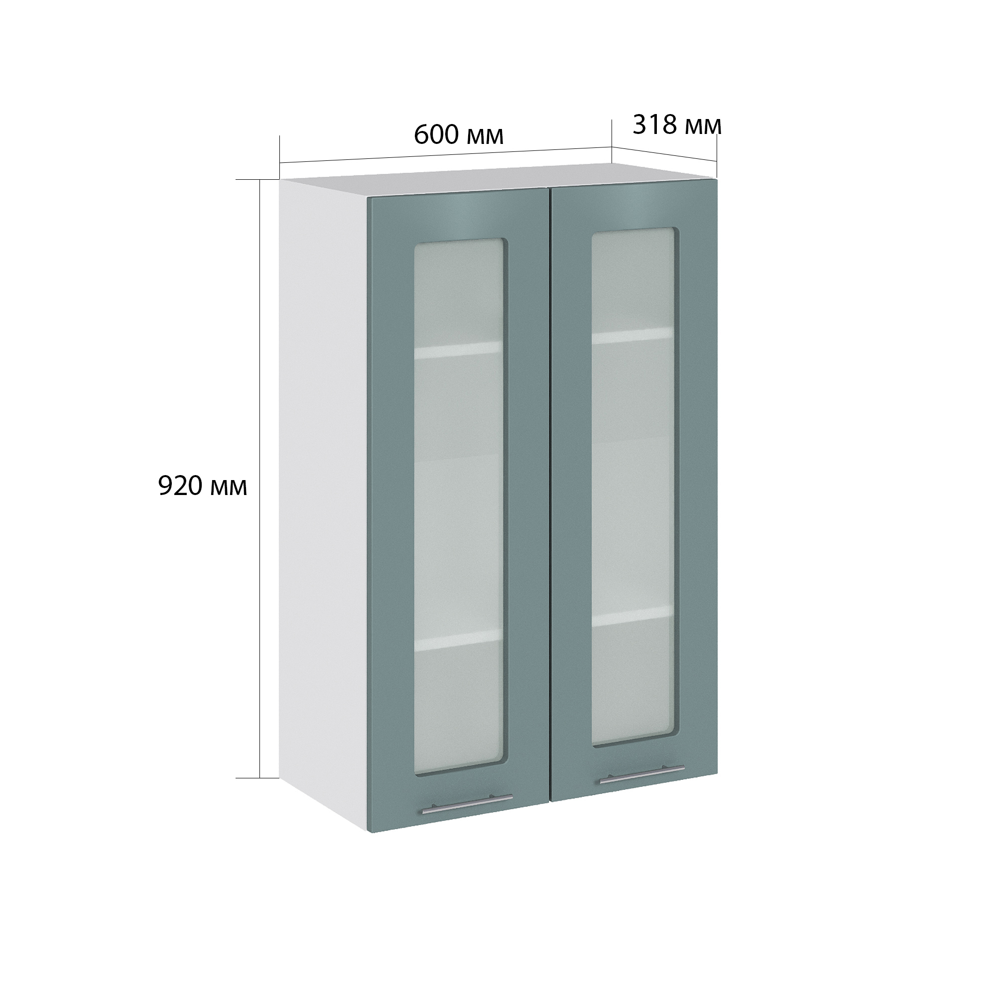 Изображение товара Навесной шкаф со стеклом Валерия 60x92 см голубая лагуна Россия