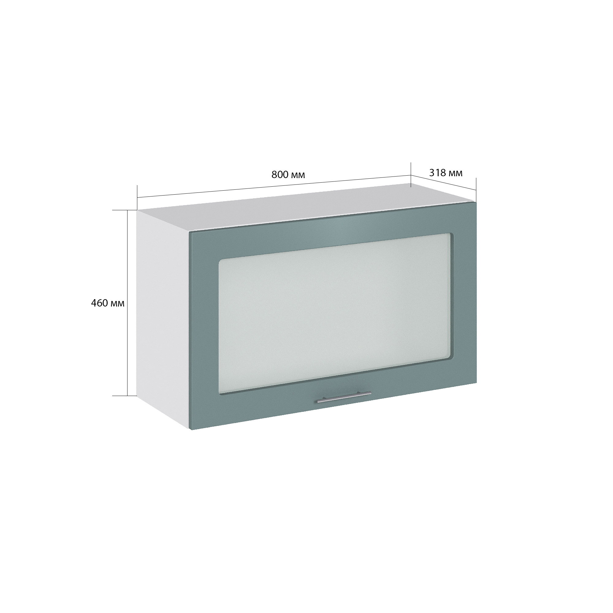 Изображение товара Навесной шкаф Валерия со стеклом 80x46x31,8 см ЛДСП белый лагуна софт