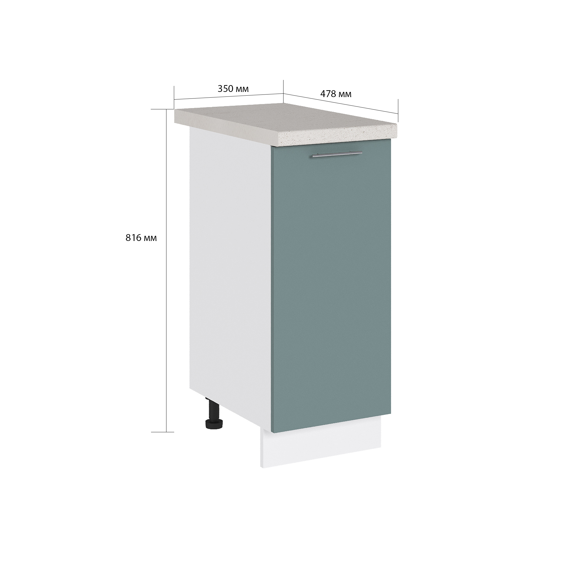 Изображение товара Напольный шкаф Валерия, белый ЛДСП, голубая лагуна, 81.6x35x47.8 см