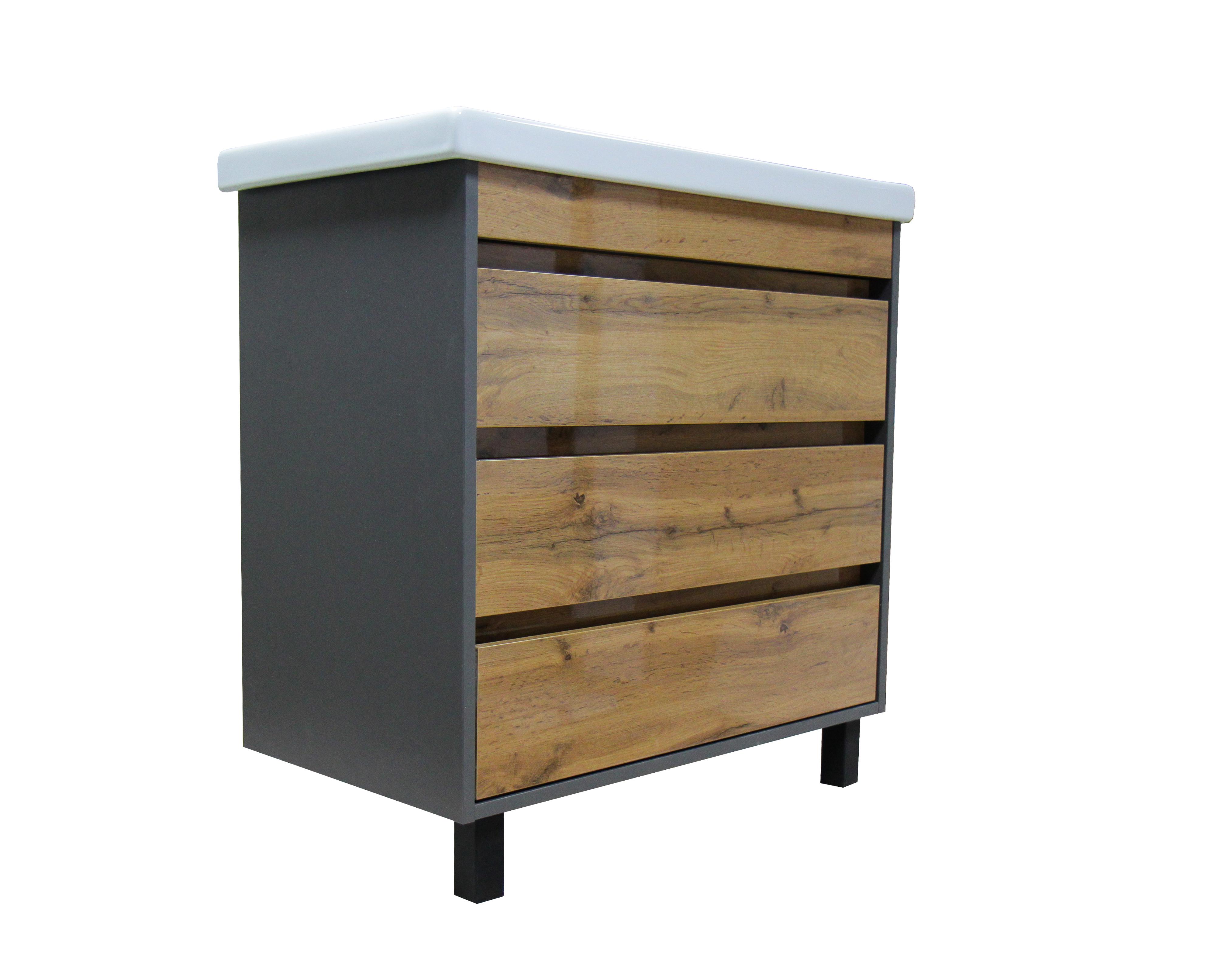 Изображение товара Тумба под раковину Wood TWN80 напольная 80 см цвет дуб вотан/антрацит