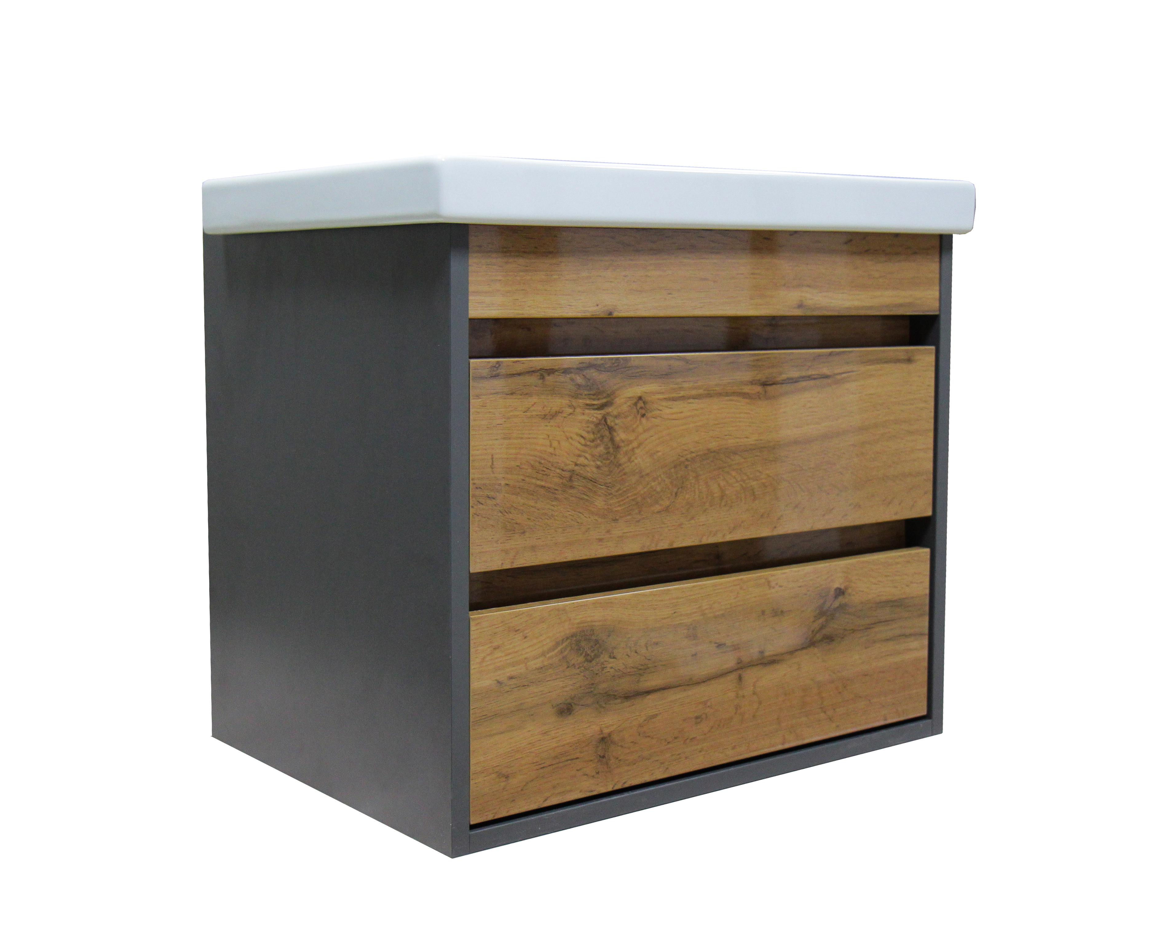 Изображение товара Тумба под раковину Wood TWP60 подвесная 60 см цвет дуб вотан антрацит