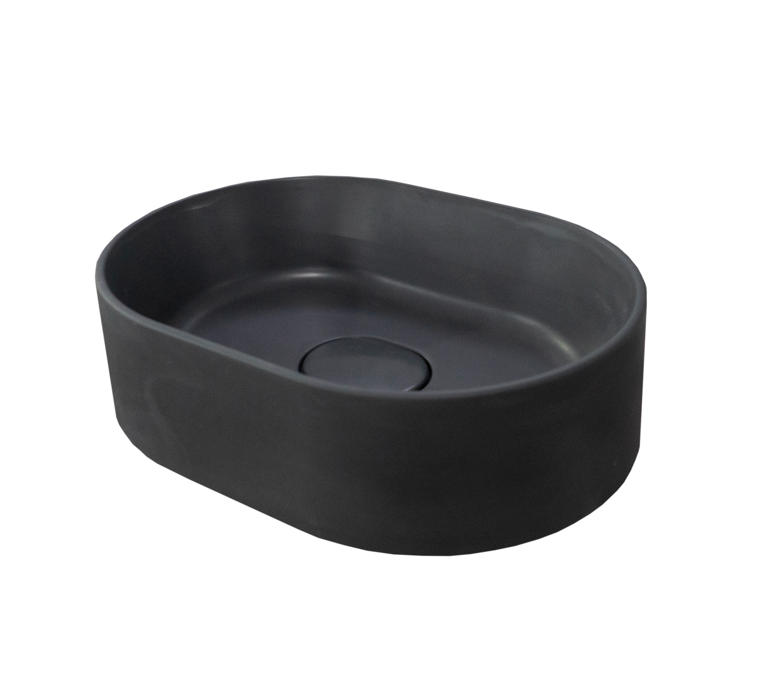 Изображение товара Раковина накладная Mira Oval SM из литьевого мрамора 35 см графит матовая