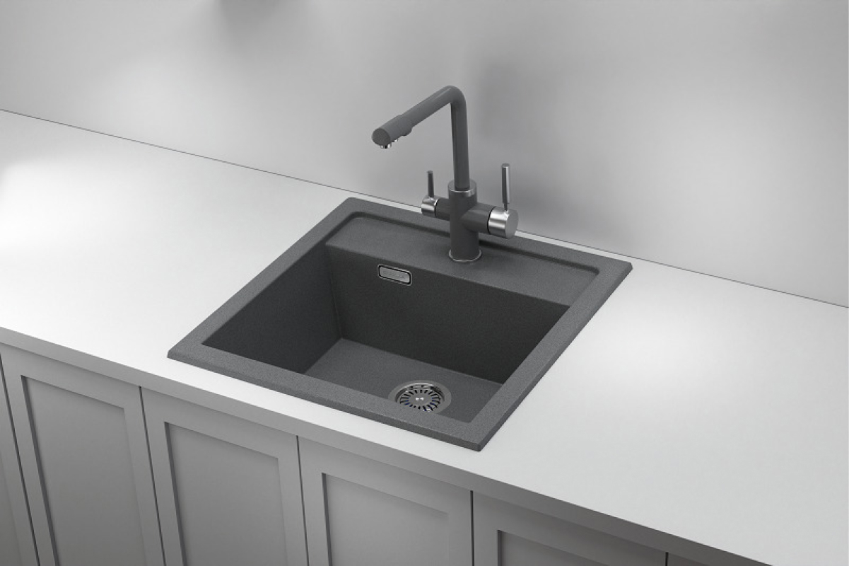 Изображение товара Врезная мойка Granula 5003 51x50.5x18.5 см кварцевый песок цвет графит