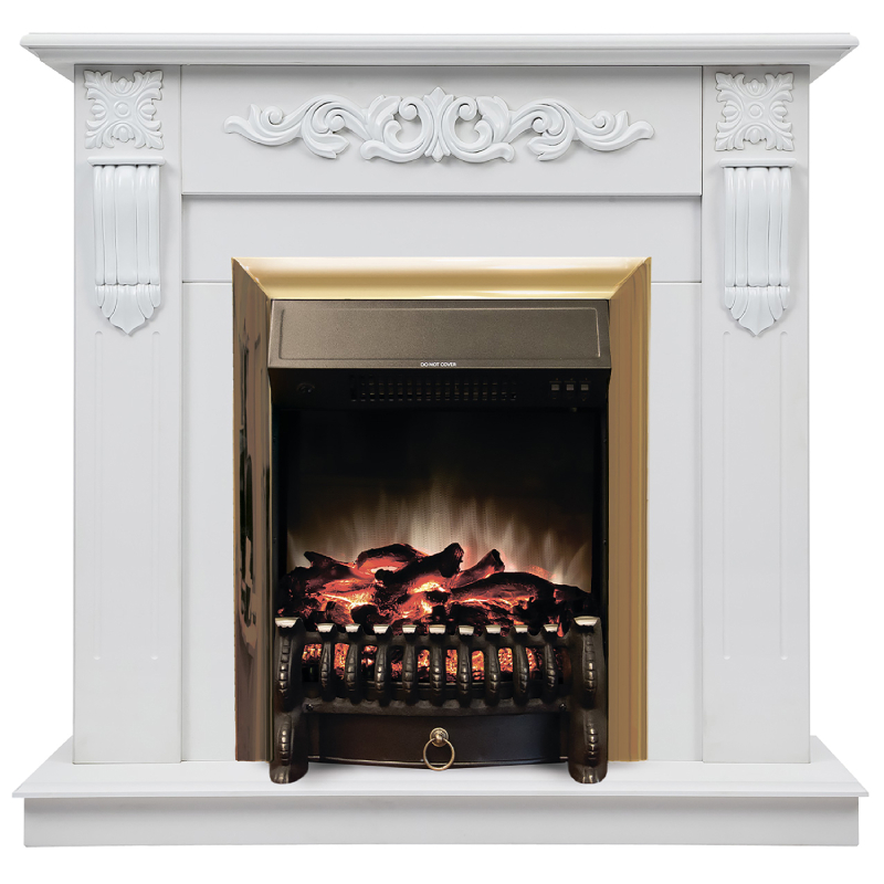 Изображение товара Каминокомплект Dominica STD/EUG WT с очагом Fobos Lux BL SHB 750Вт белый матовый