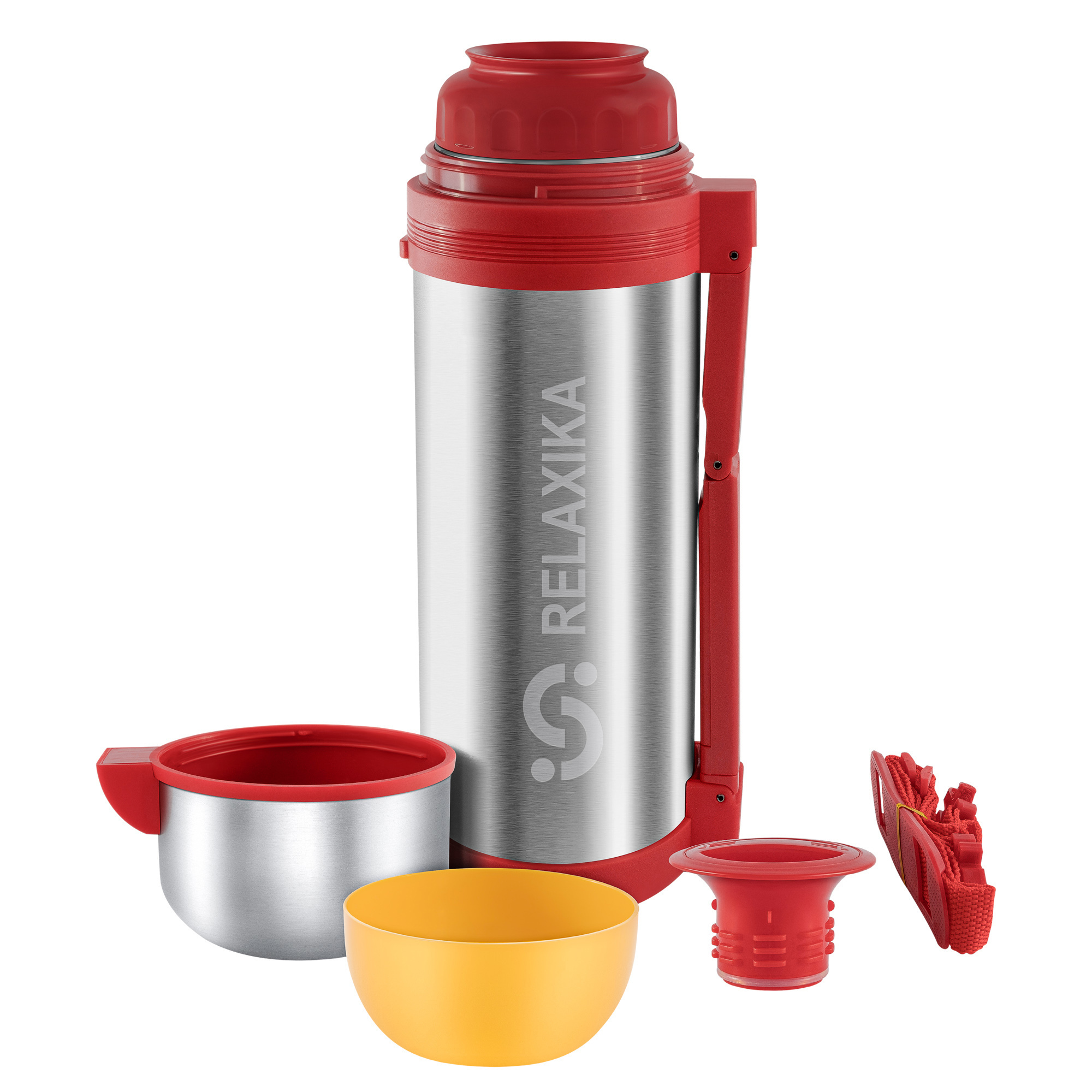 Изображение товара Термос 2000 мл Relaxika Relaxika колба из нержавеющей стали цвет серый/красный