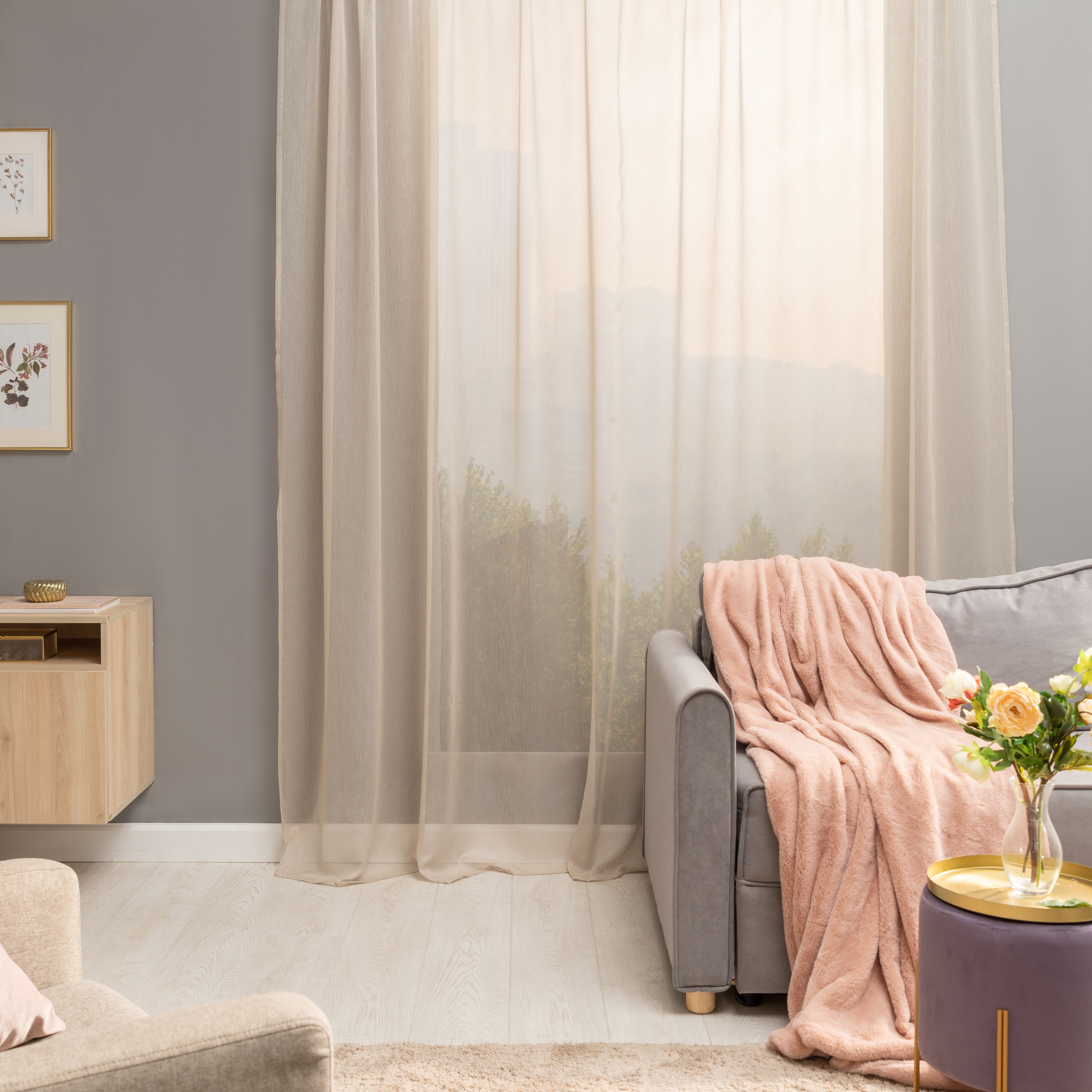 Изображение товара Тюль Inspire Softy 300x260 см бежевый прозрачный однотонный