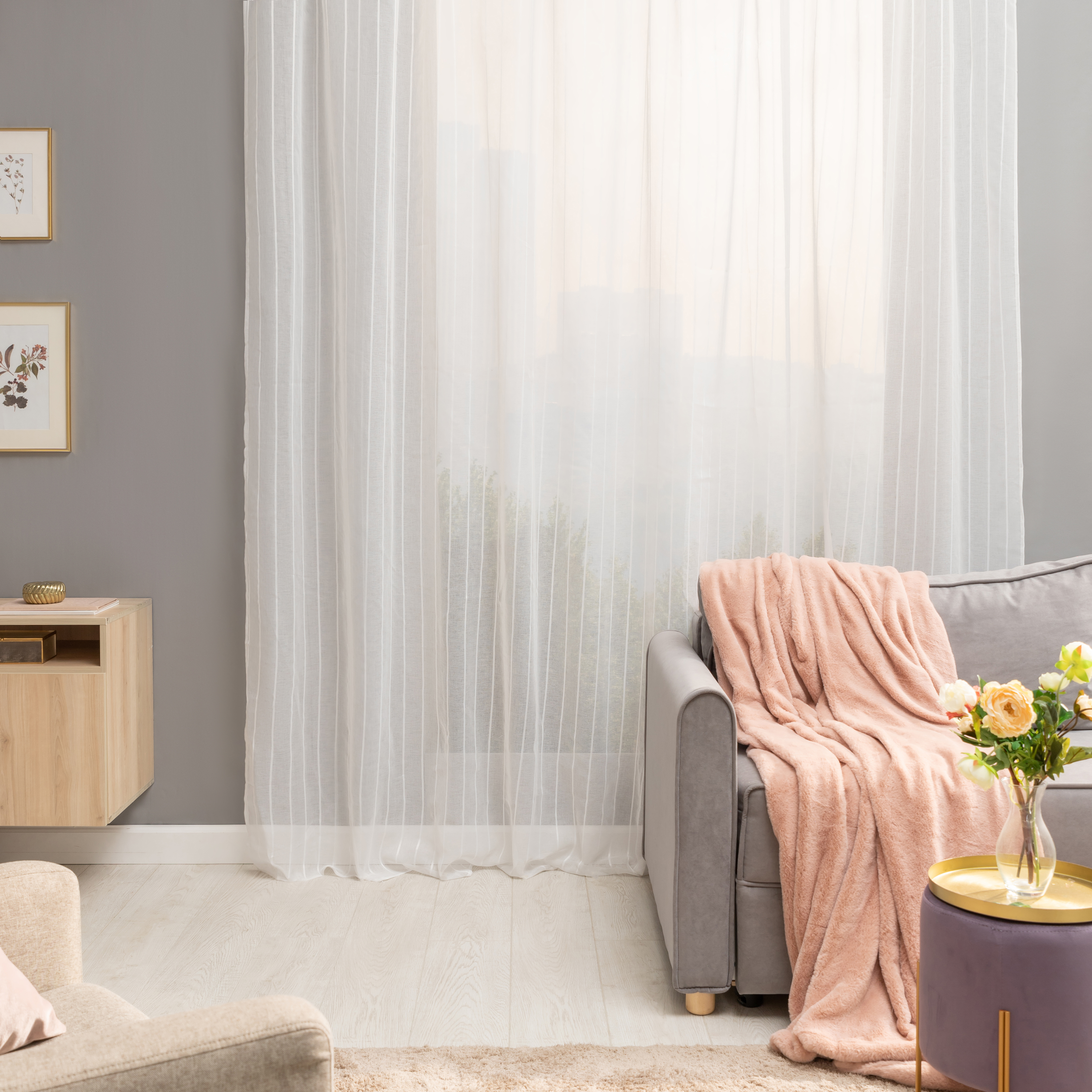 Изображение товара Тюль на ленте Inspire Elena 300x280 см полоски цвет белый
